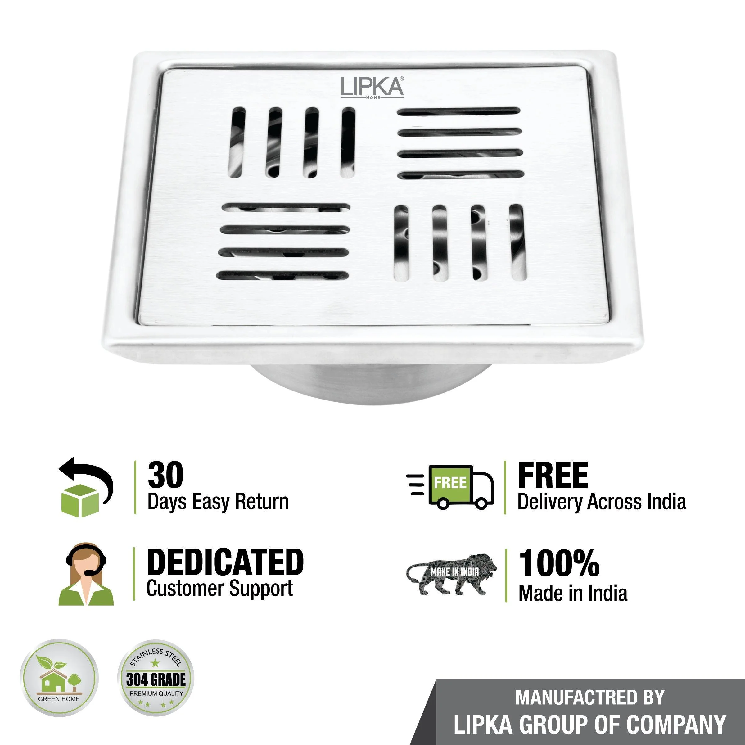 Pink Exclusive Square Floor Drain (6 x 6 Inches) with Cockroach Trap - LIPKA - Image 6