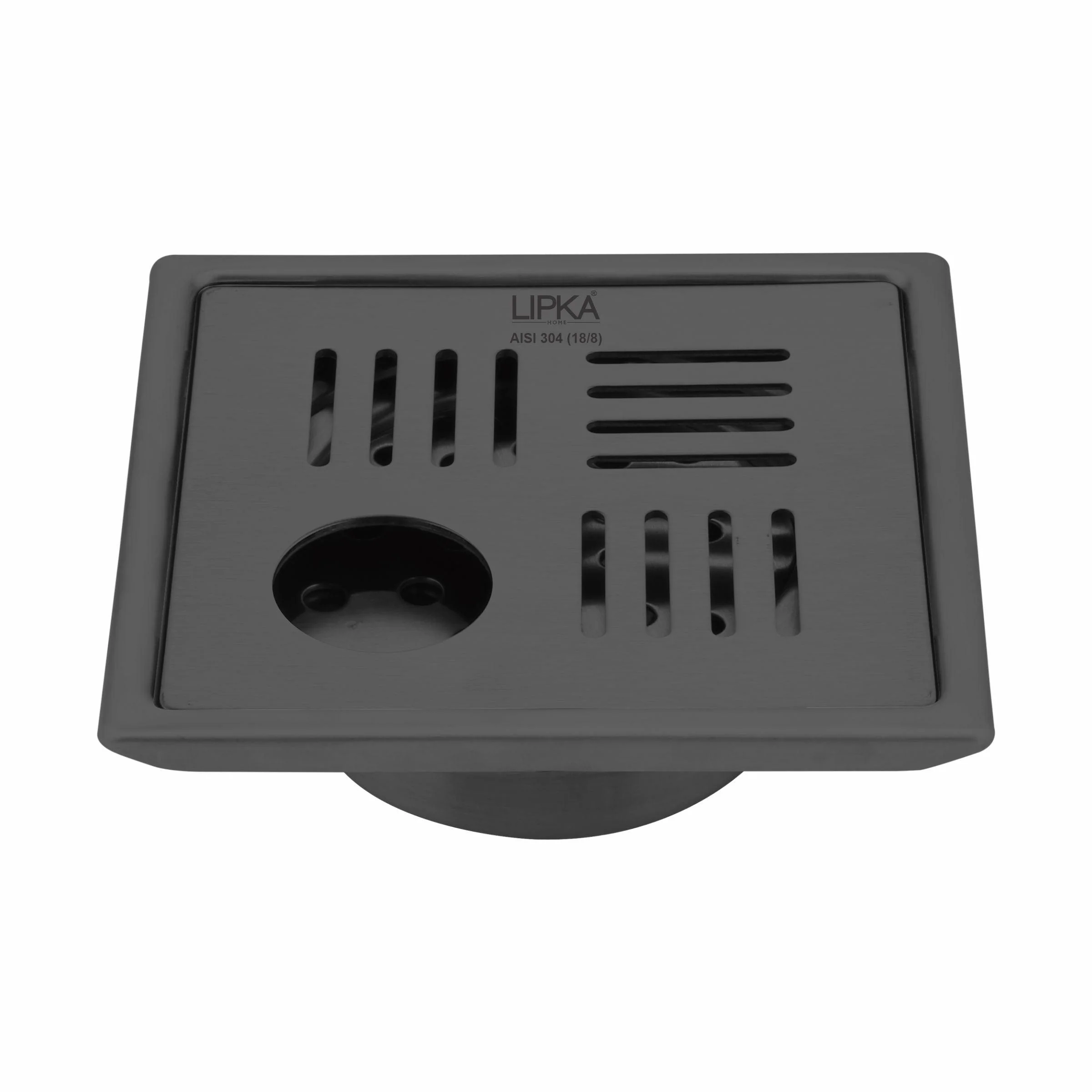 Pink Exclusive Square Floor Drain in Black PVD Coating (5 x 5 Inches) with Hole & Cockroach Trap - LIPKA