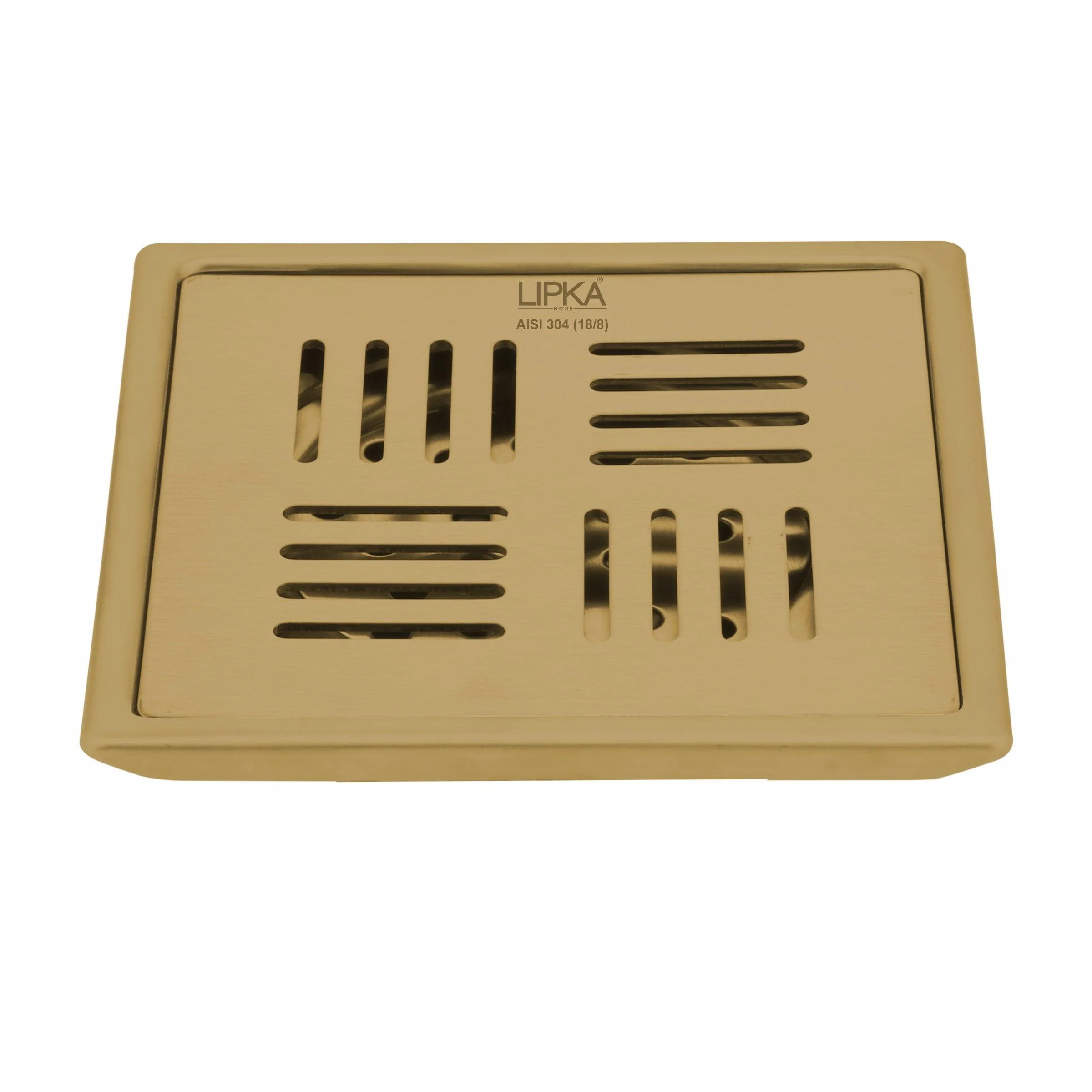 Pink Exclusive Square Floor Drain in Yellow Gold PVD Coating (6 x 6 Inches) - LIPKA