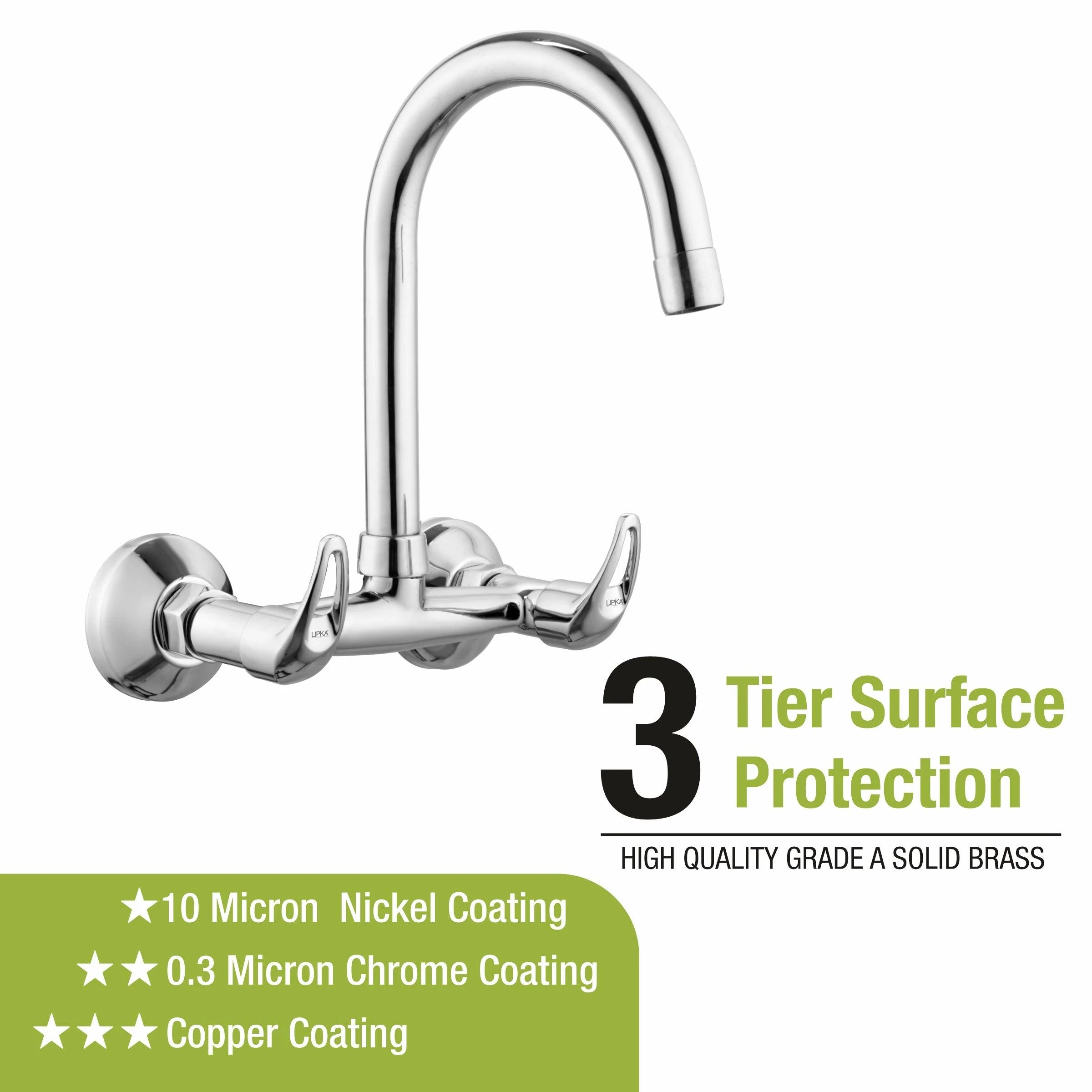 Pixel Sink Mixer Brass Faucet with Round Swivel Spout (15 Inches) - LIPKA - Image 4