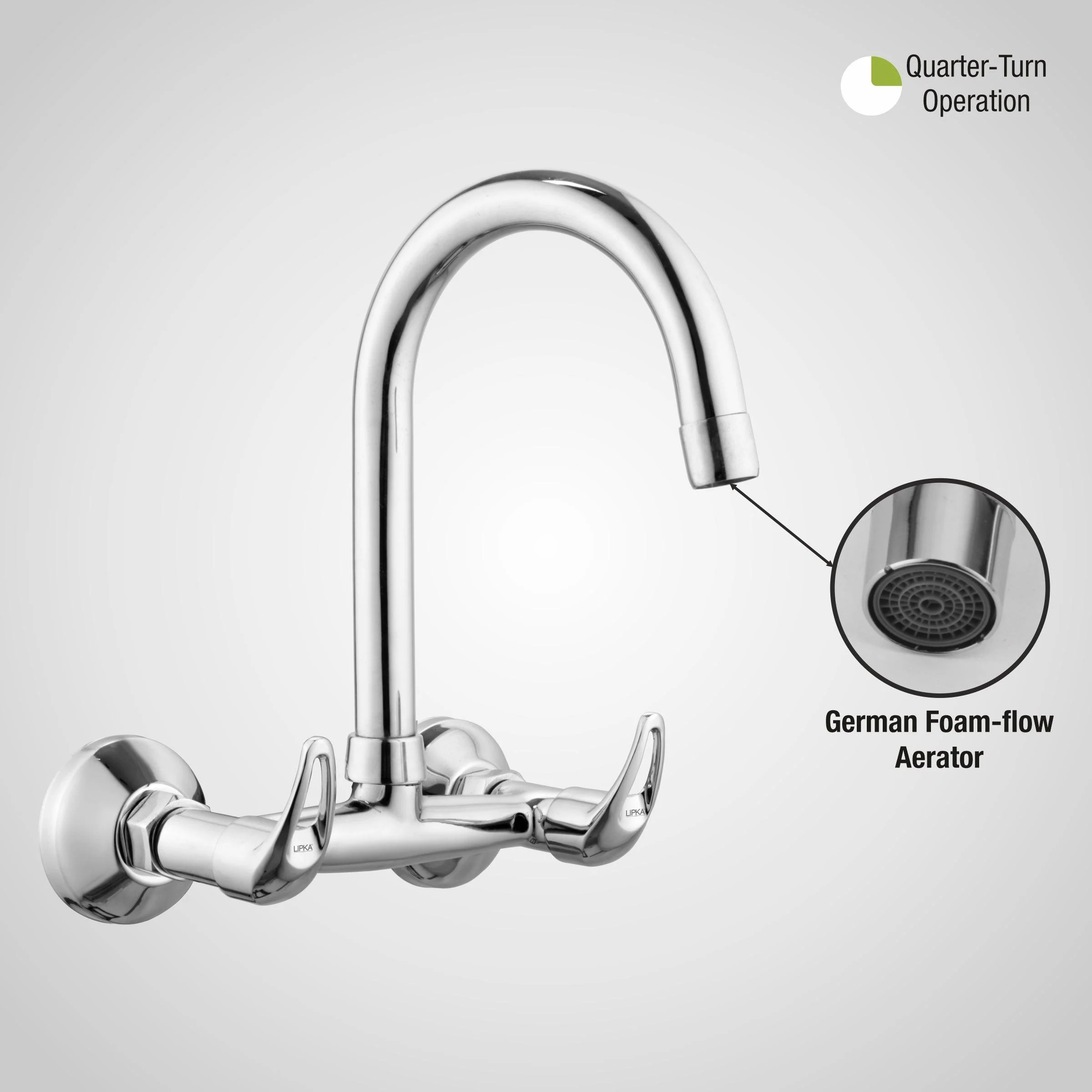 Pixel Sink Mixer Brass Faucet with Round Swivel Spout (15 Inches) - LIPKA - Image 5