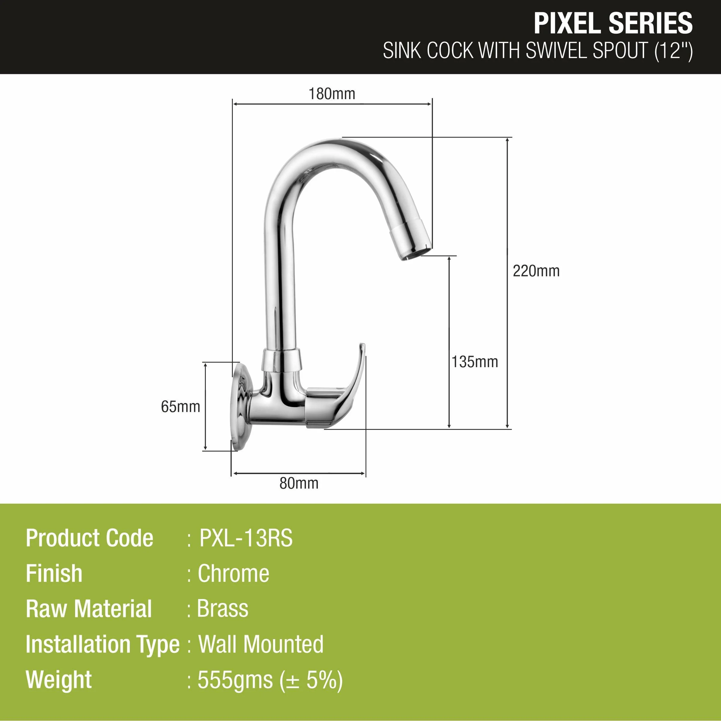 Pixel Sink Tap Brass Faucet with Round Swivel Spout (12 Inches) - LIPKA - Image 2