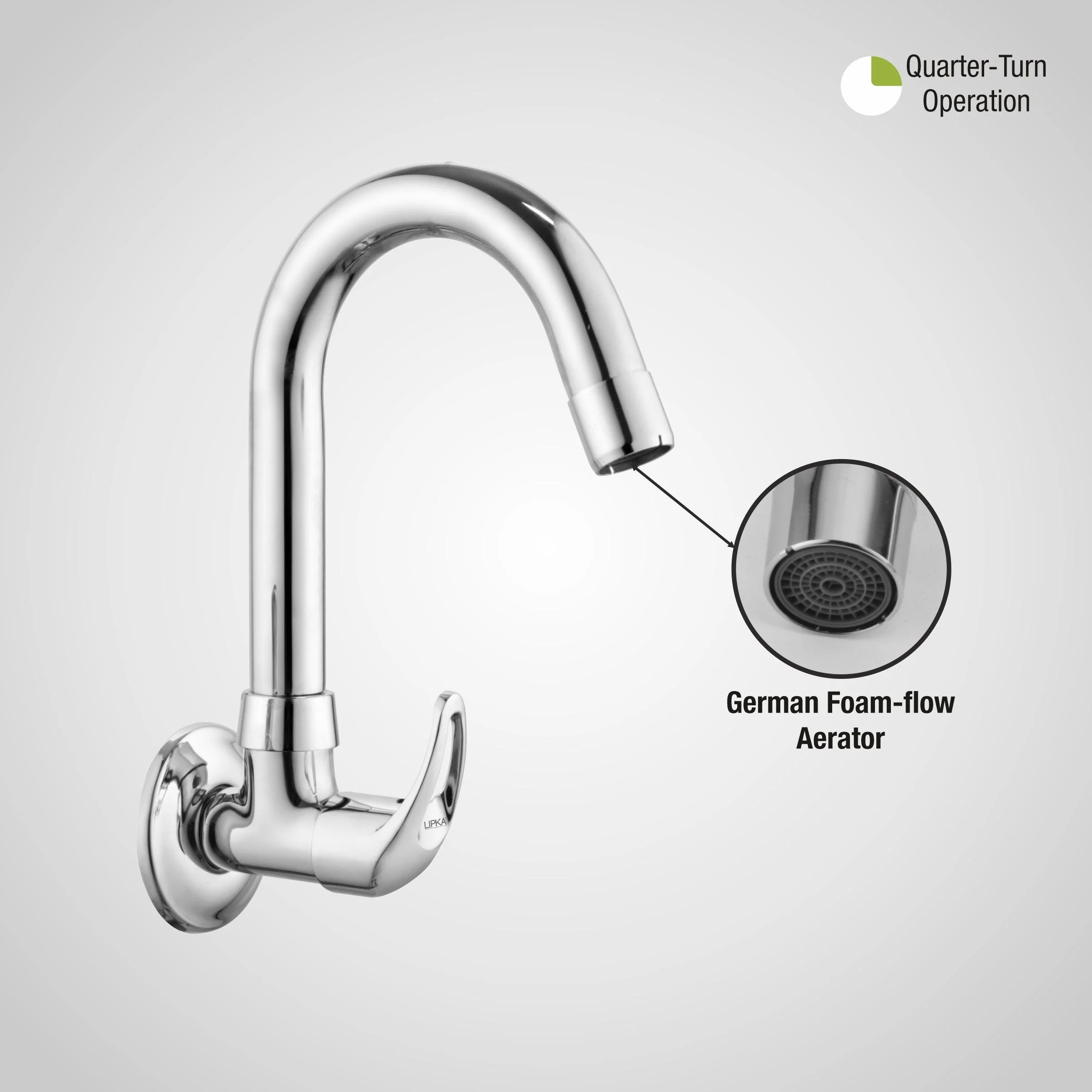 Pixel Sink Tap Brass Faucet with Round Swivel Spout (12 Inches) - LIPKA - Image 5