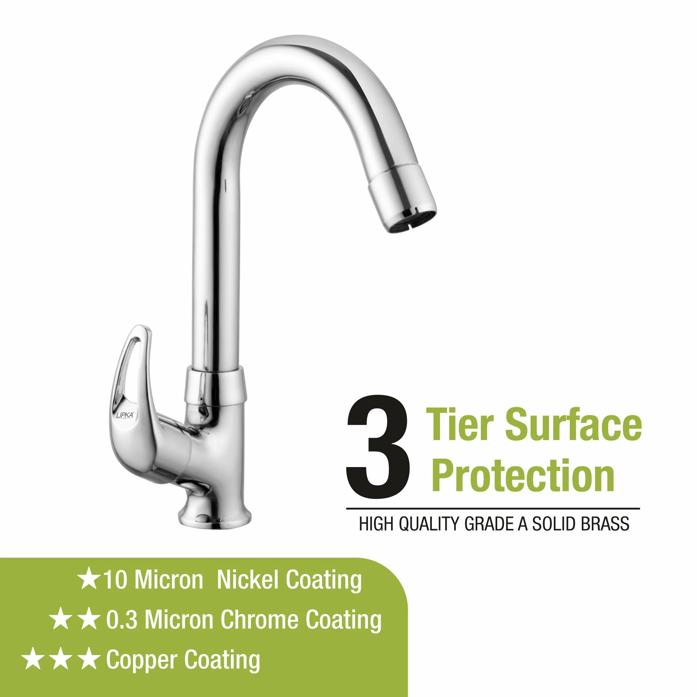 Pixel Swan Neck Brass Faucet with Round Swivel Spout (12 Inches) - LIPKA - Image 4