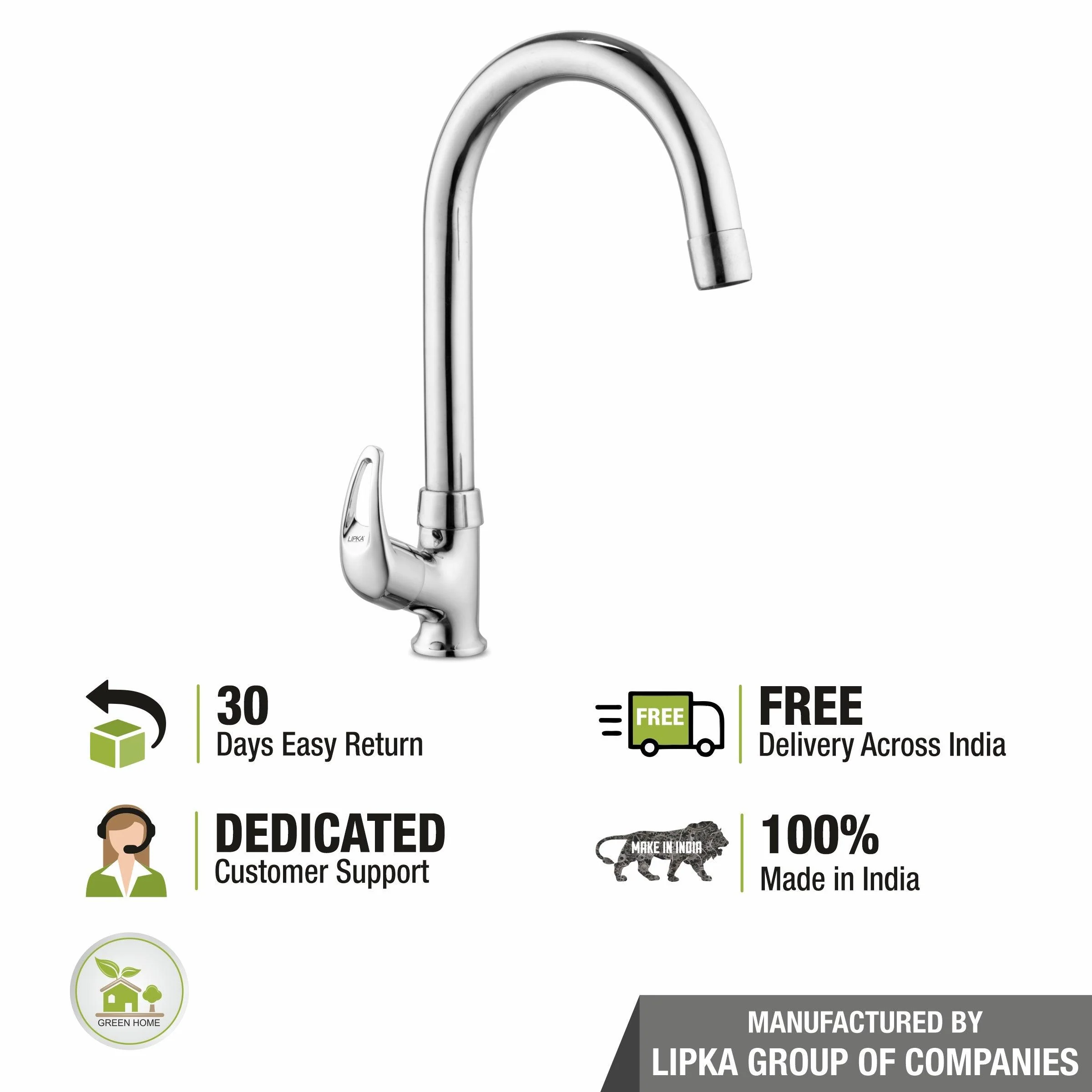 Pixel Swan Neck Brass Faucet with Round Swivel Spout (15 Inches) - LIPKA - Image 6