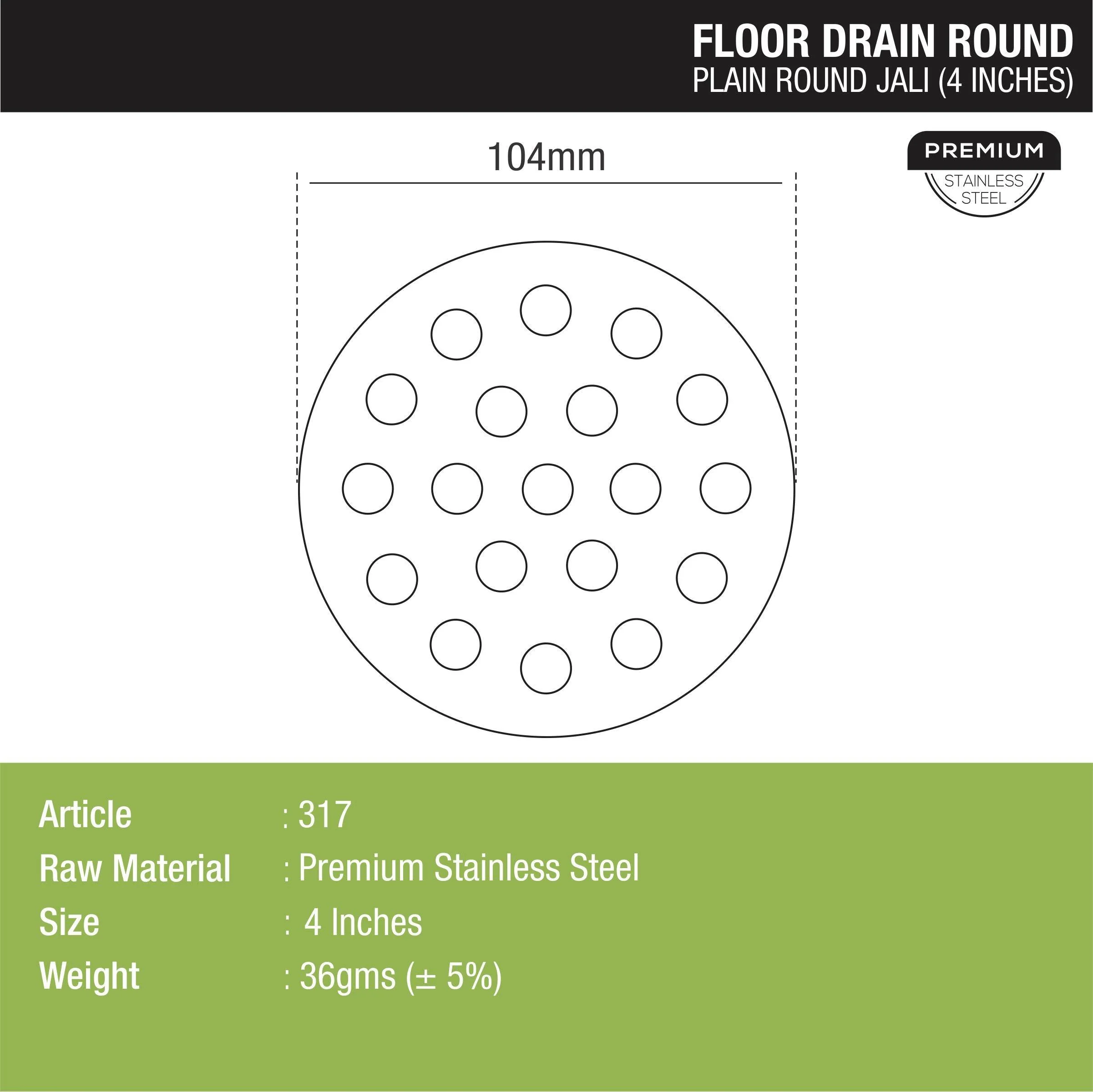 Plain Round Jali Floor Drain (4 inches) - LIPKA - Image 2