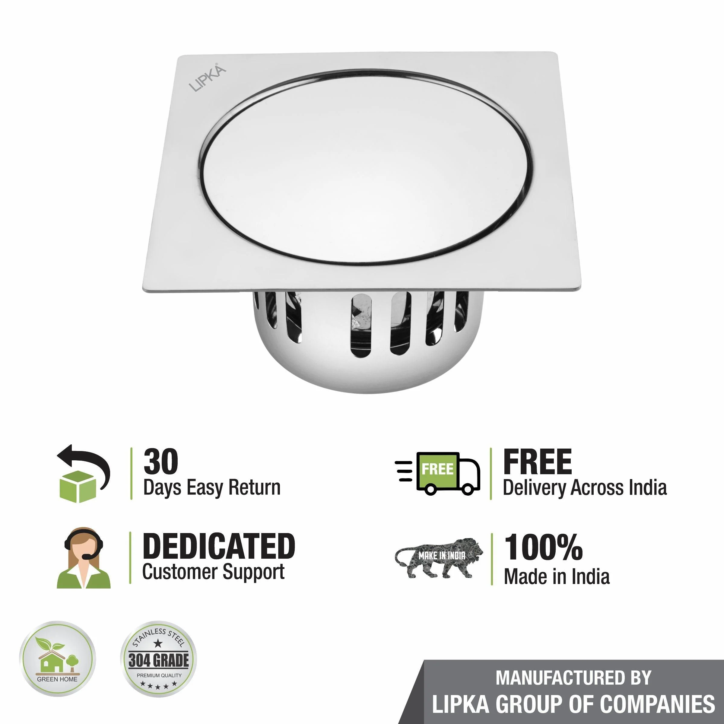 Pop-up Square Floor Drain (5 x 5 Inches) with Cockroach Trap - LIPKA - Image 5