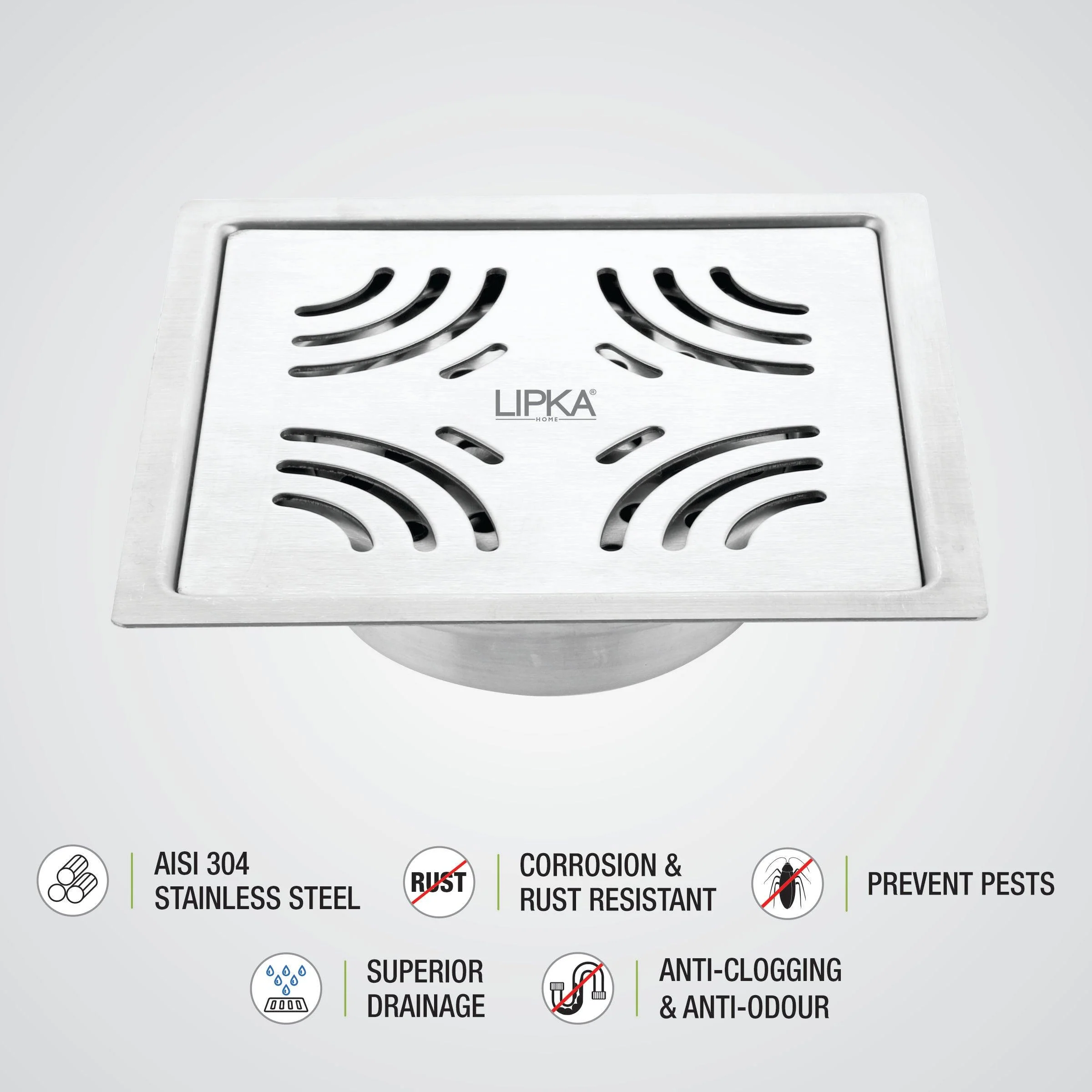 Purple Exclusive Square Flat Cut Floor Drain (5 x 5 Inches) with Cockroach Trap - LIPKA - Image 5