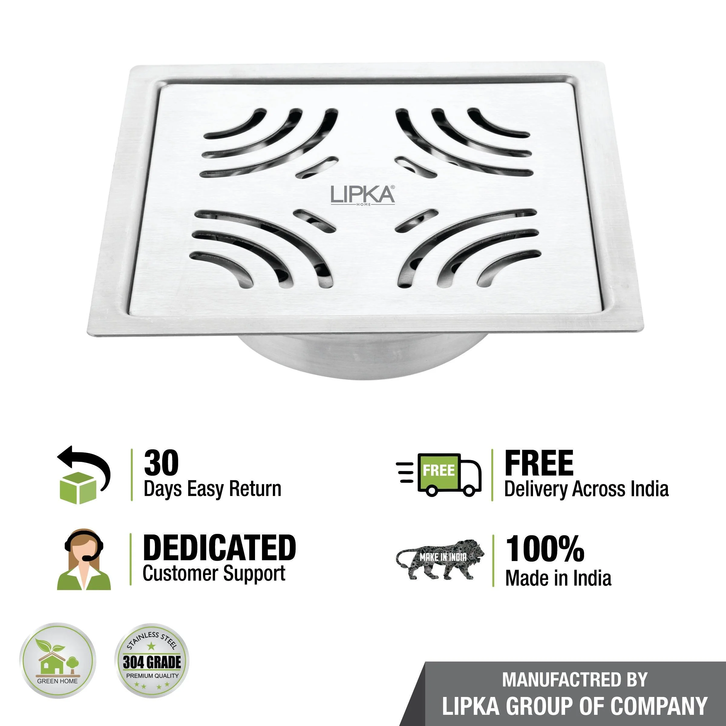 Purple Exclusive Square Flat Cut Floor Drain (5 x 5 Inches) with Cockroach Trap - LIPKA - Image 6