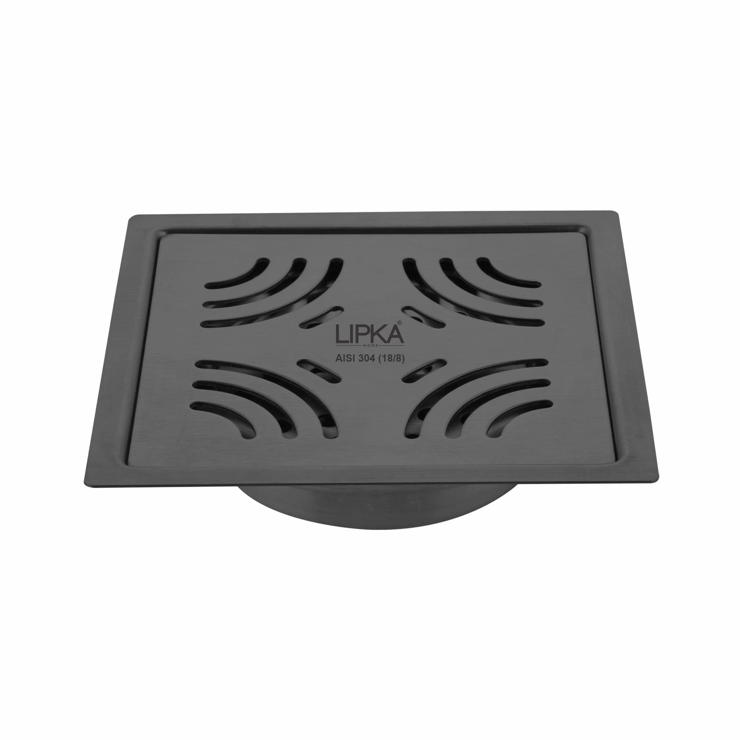 Purple Exclusive Square Flat Cut Floor Drain in Black PVD Coating (6 x 6 Inches) with Cockroach Trap - LIPKA