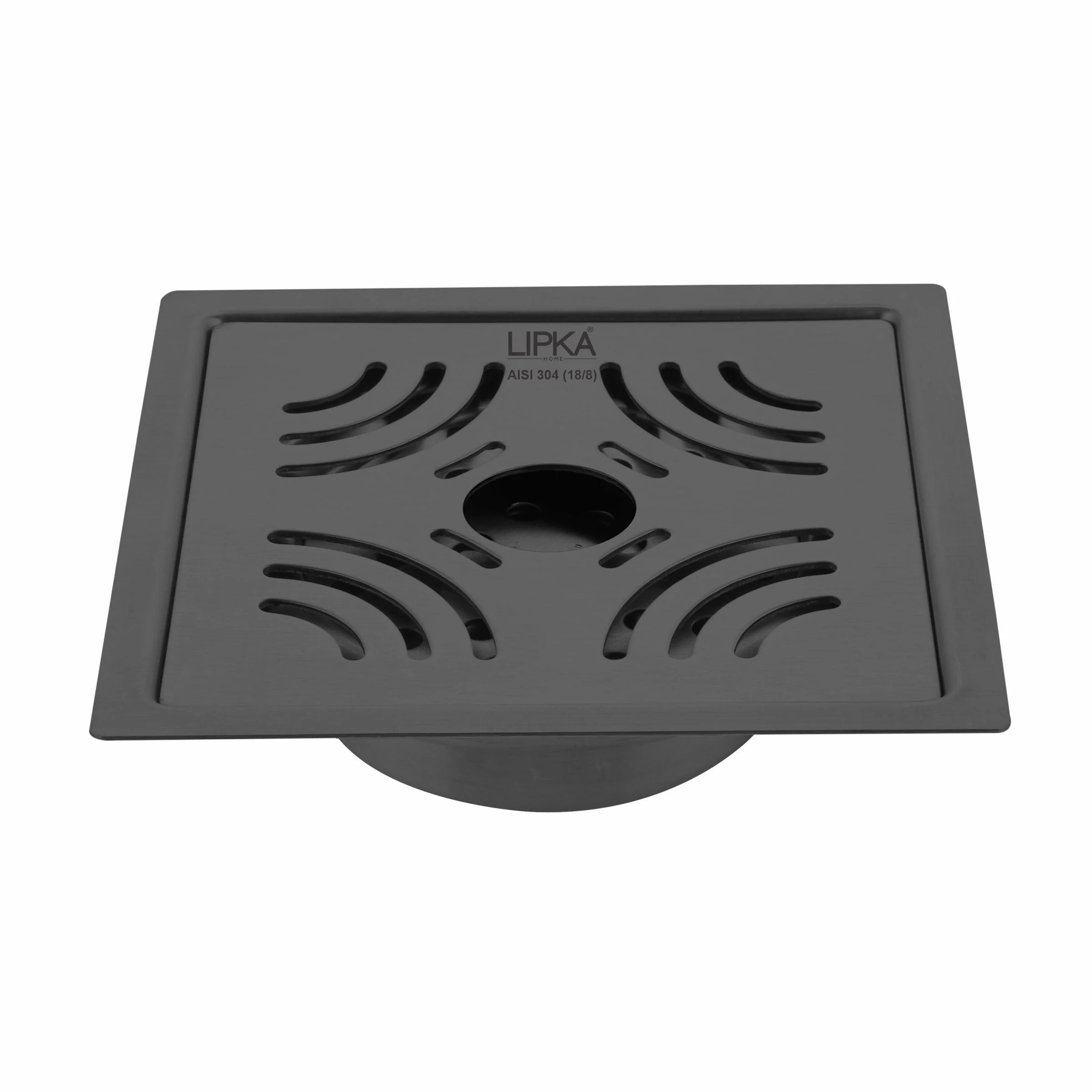 Purple Exclusive Square Flat Cut Floor Drain in Black PVD Coating (6 x 6 Inches) with Hole & Cockroach Trap - LIPKA