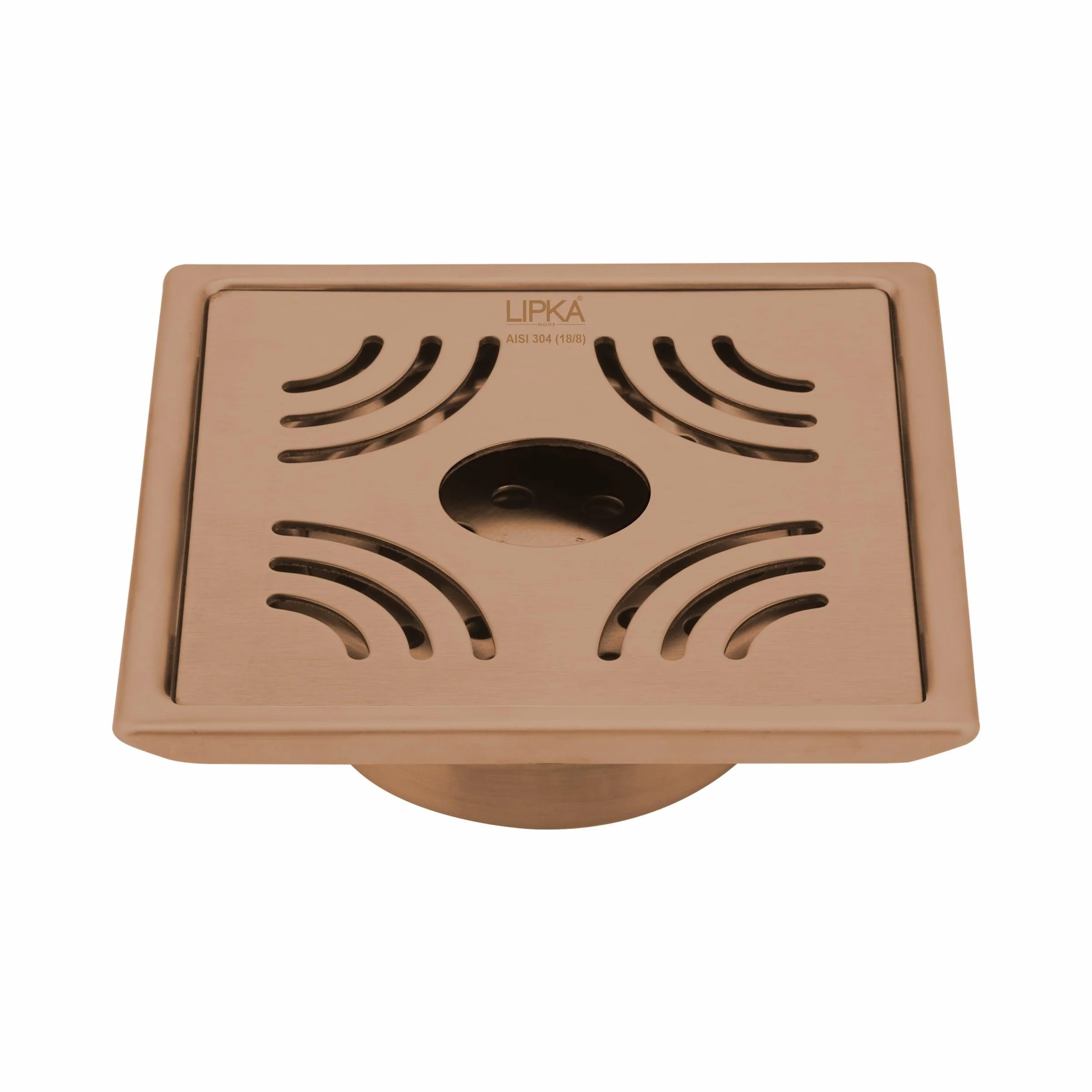Purple Exclusive Square Floor Drain in Antique Copper PVD Coating (6 x 6 Inches) with Hole & Cockroach Trap - LIPKA