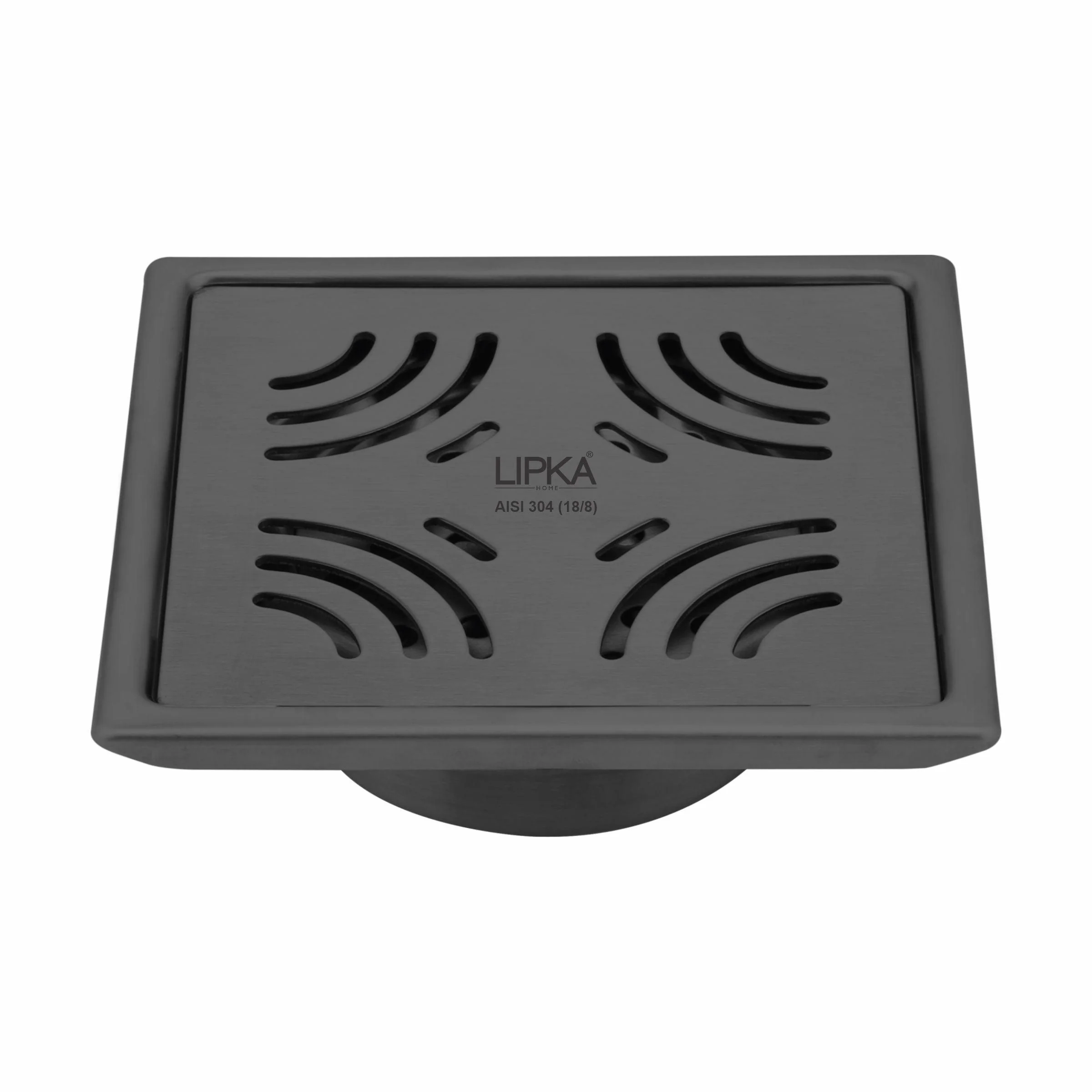 Purple Exclusive Square Floor Drain in Black PVD Coating (5 x 5 Inches) with Cockroach Trap - LIPKA