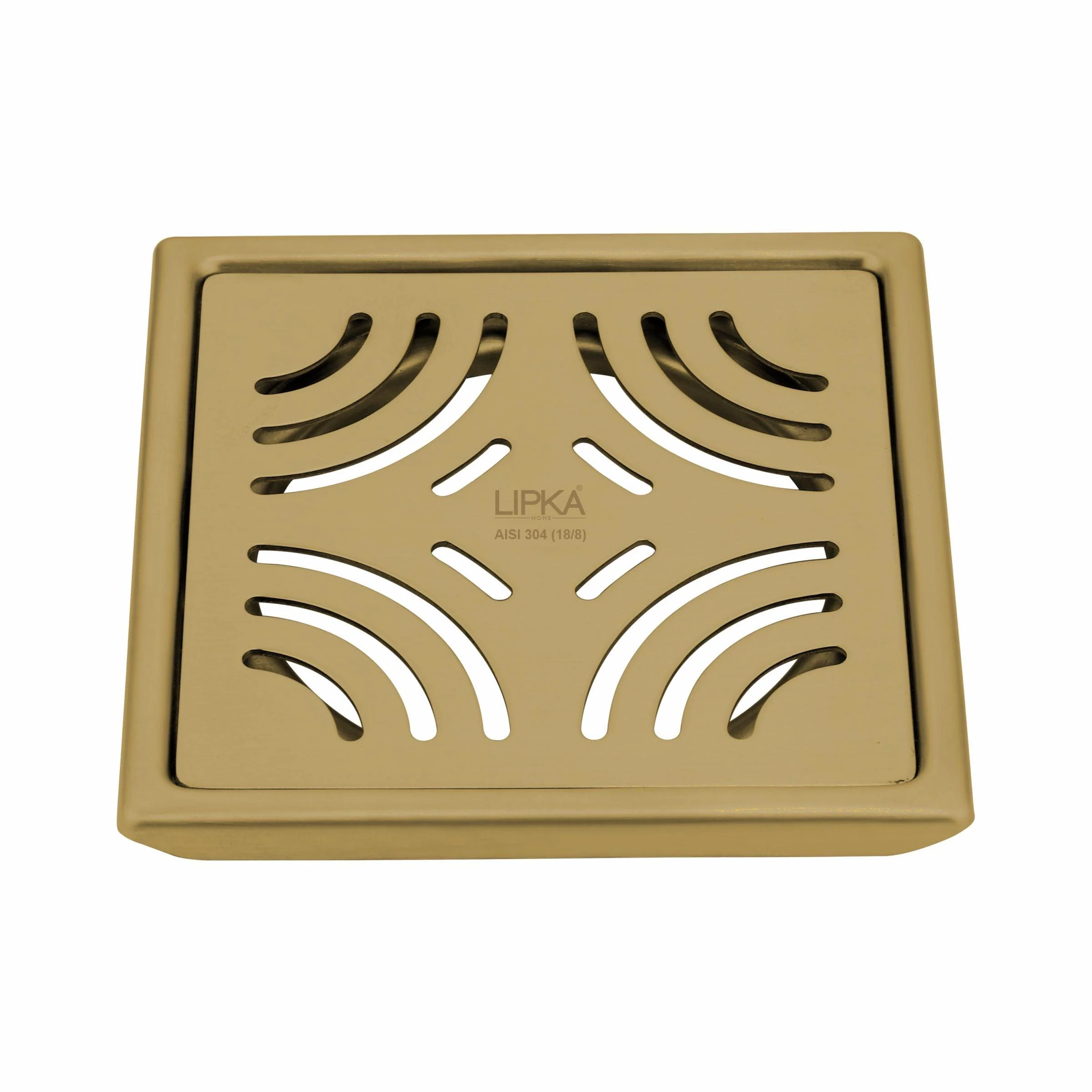 Purple Exclusive Square Floor Drain in Yellow Gold PVD Coating (6 x 6 Inches) - LIPKA
