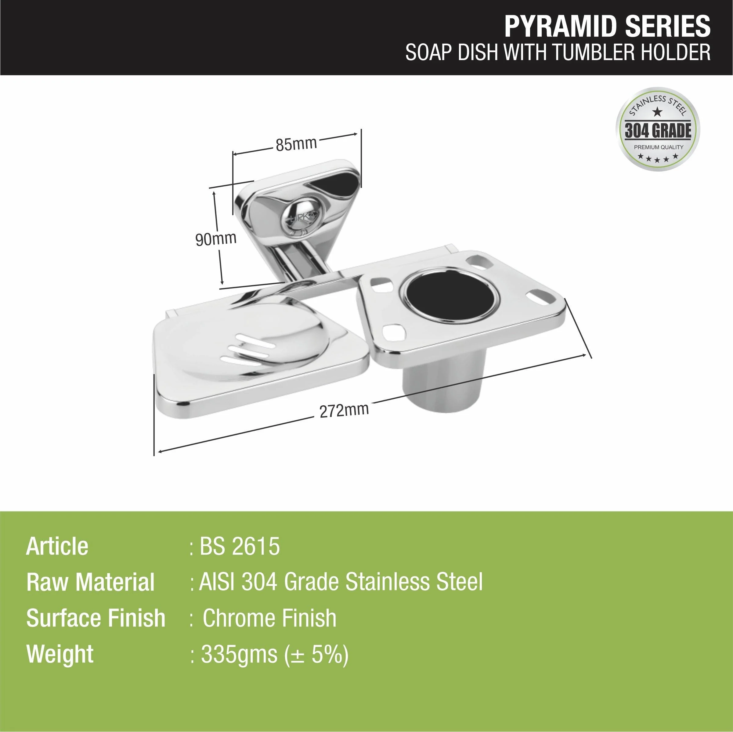 Pyramid 304-Grade Soap Dish with Tumbler Holder - LIPKA - Image 2