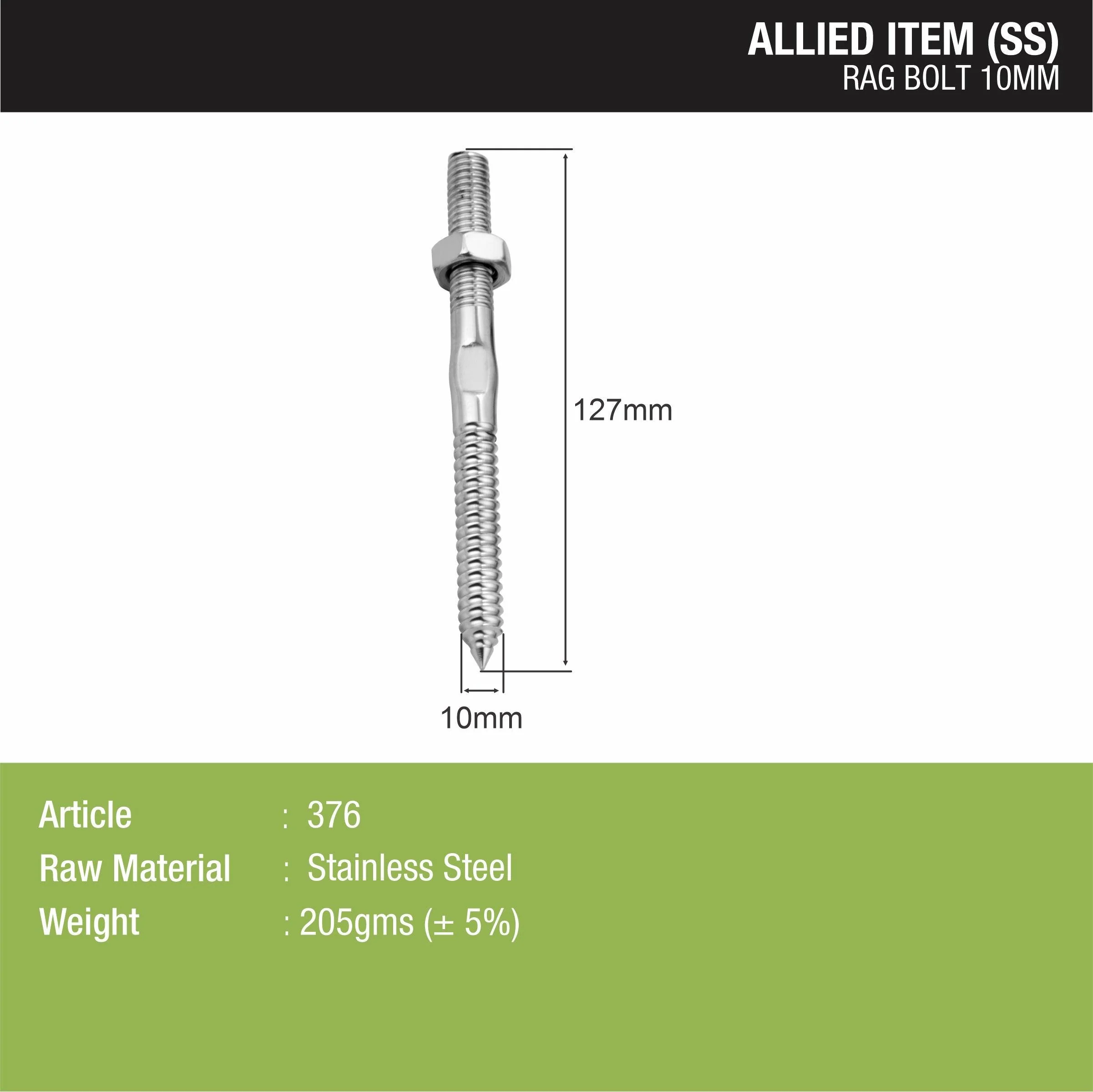 Rag Bolt Stainless Steel (10mm) - LIPKA - Image 2