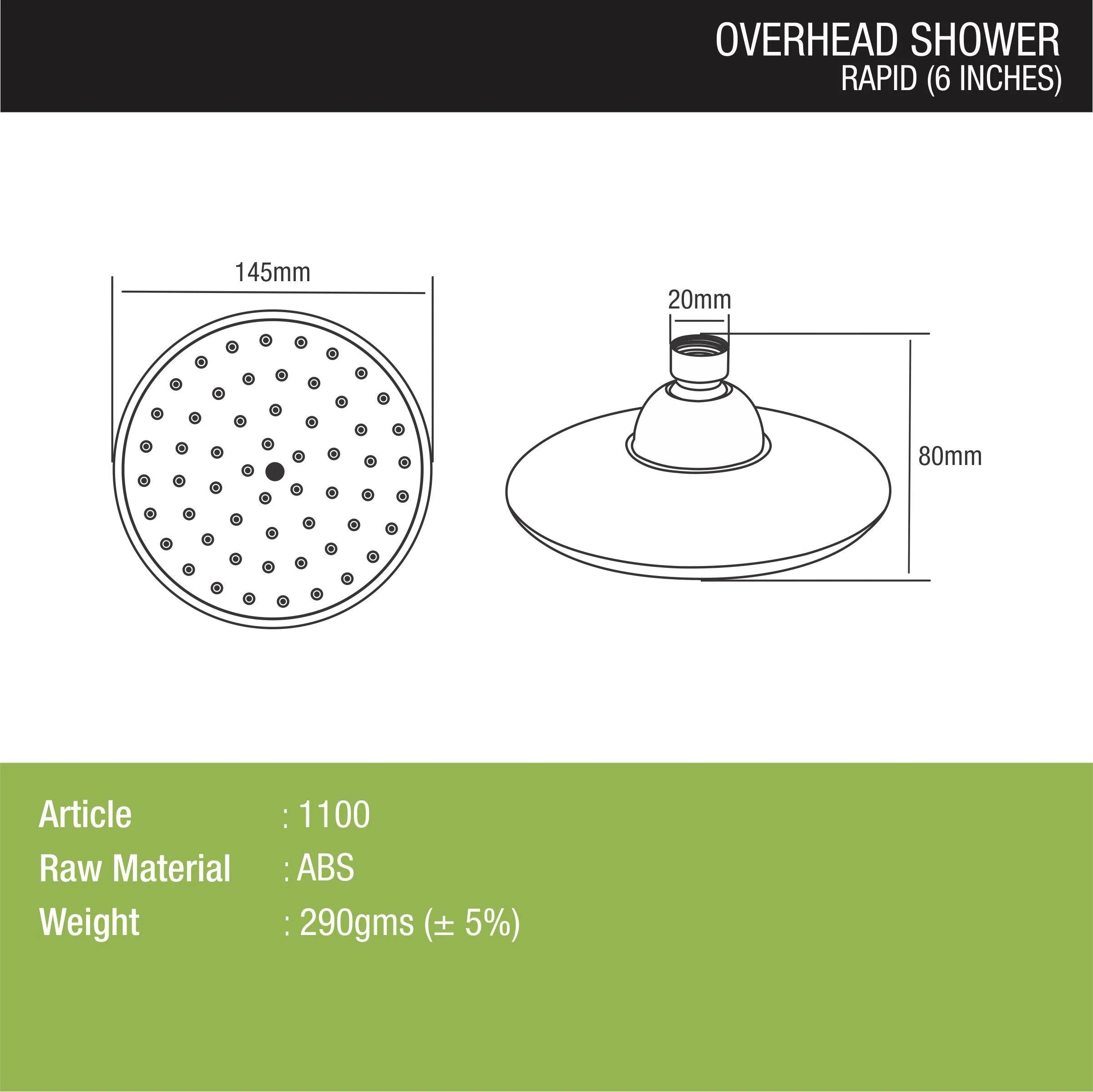 Rapid Overhead Shower (6 Inches) - LIPKA - Image 3