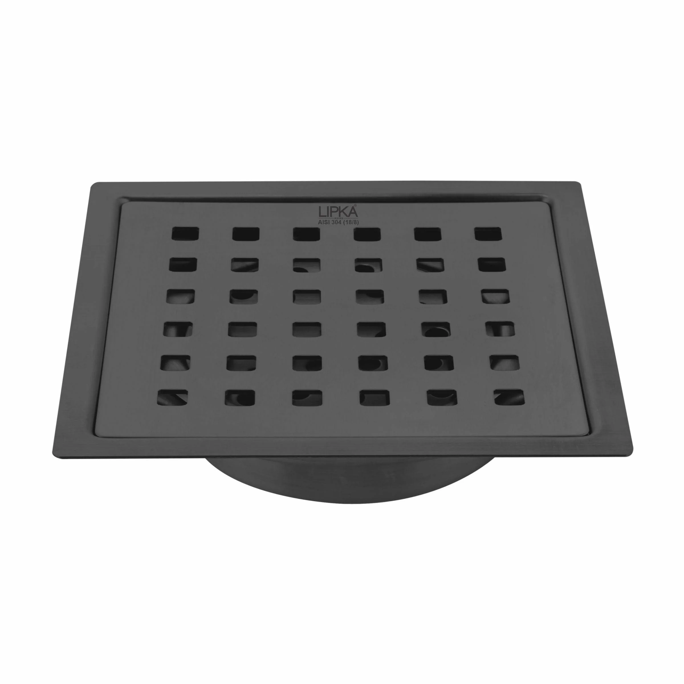 Red Exclusive Square Flat Cut Floor Drain in Black PVD Coating (5 x 5 Inches) with Cockroach Trap - LIPKA