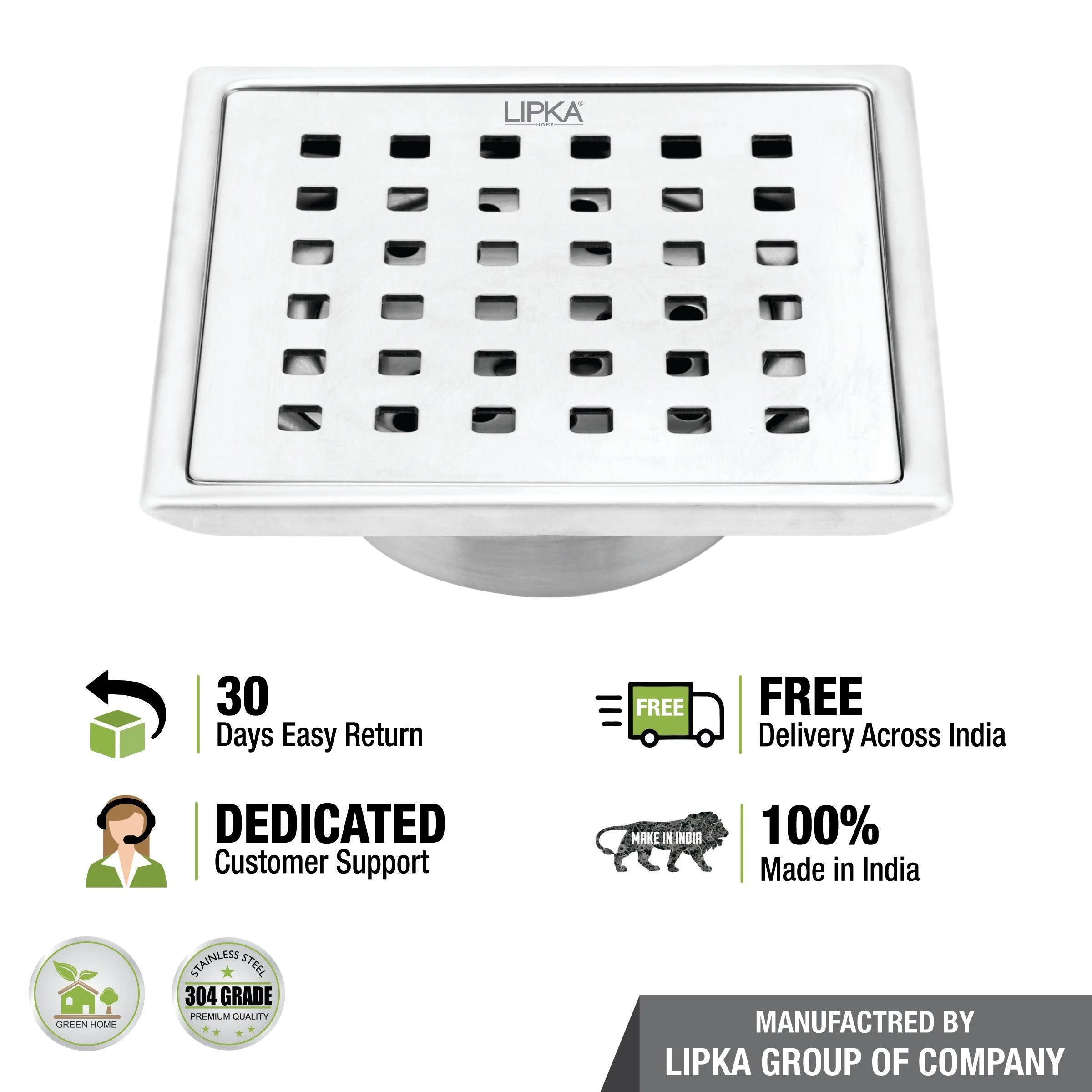 Red Exclusive Square Floor Drain (5 x 5 Inches) with Cockroach Trap - LIPKA - Image 6