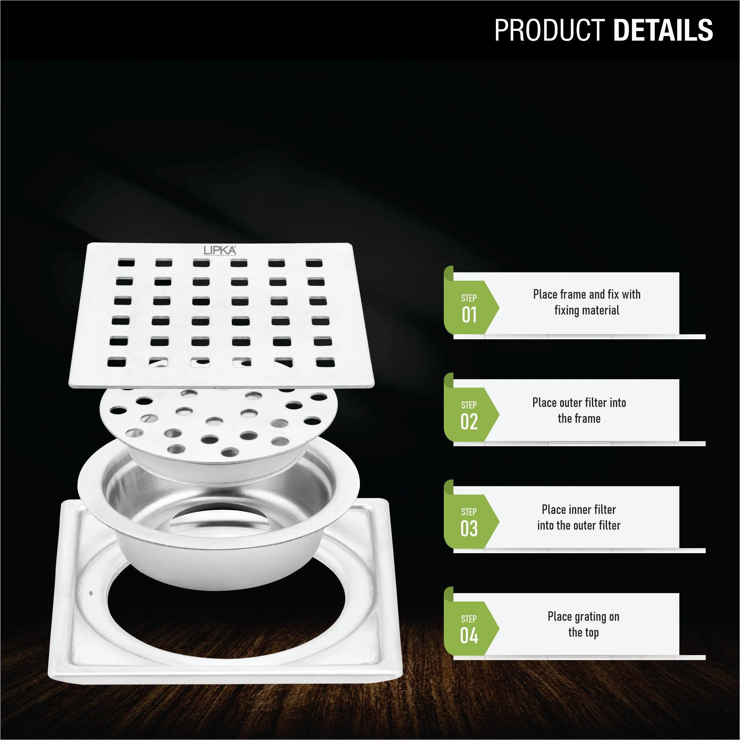 Red Exclusive Square Floor Drain (6 x 6 Inches) with Cockroach Trap - LIPKA - Image 4