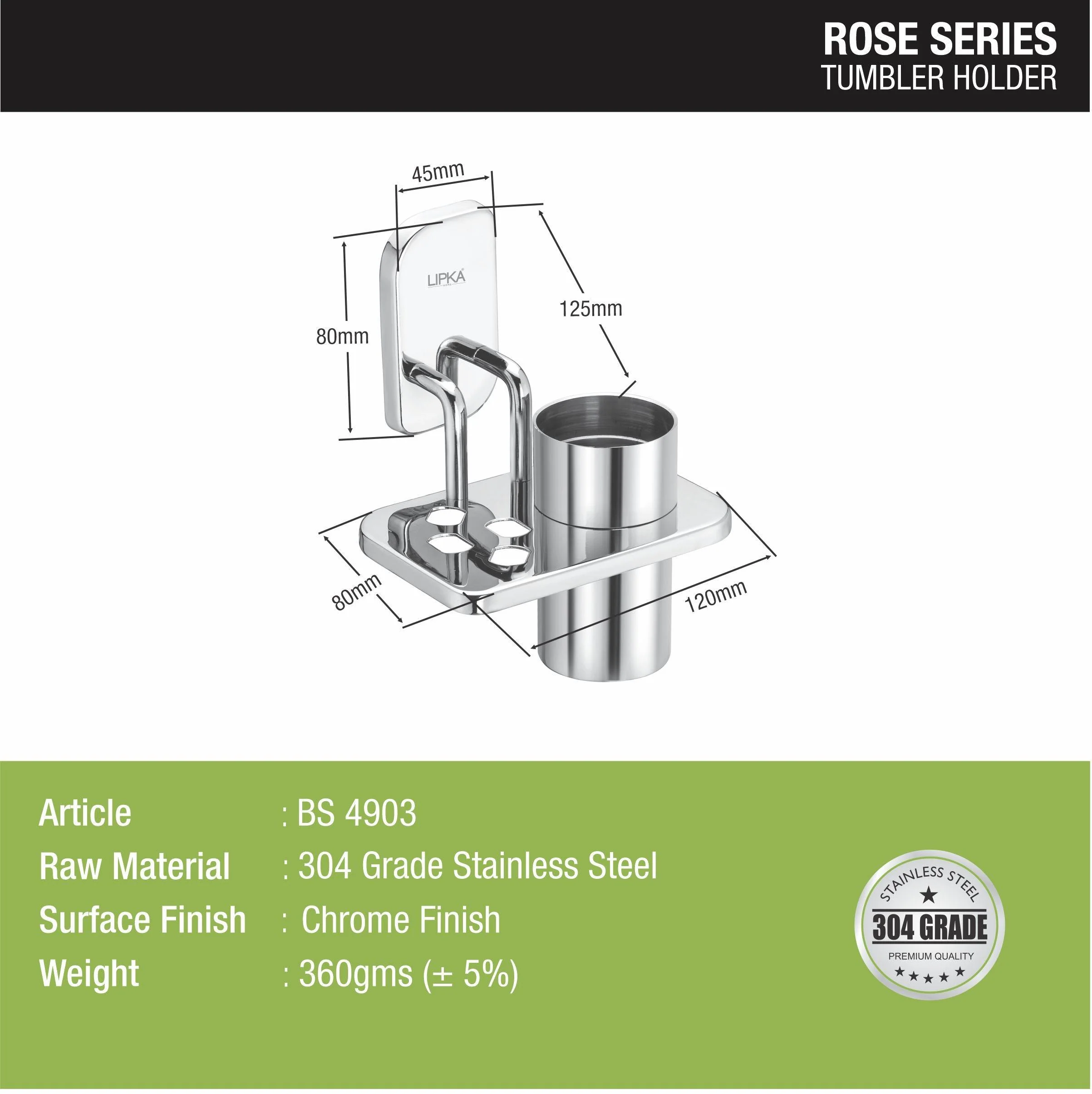Rose Tumbler Holder (304-ss) - LIPKA - Image 2