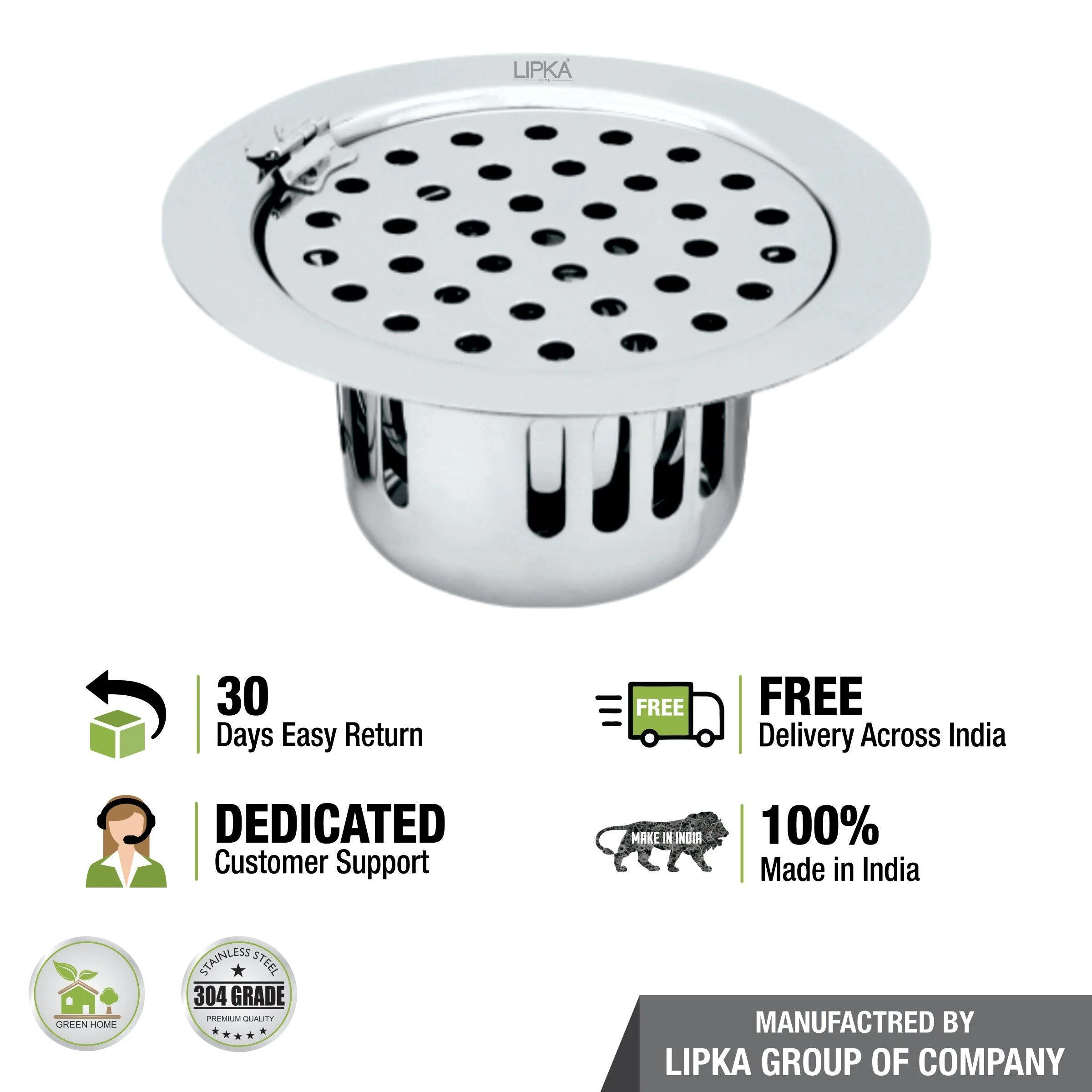 Round Flat Cut Floor Drain (5.5 inches) with Hinge & Cockroach Trap - LIPKA - Image 4