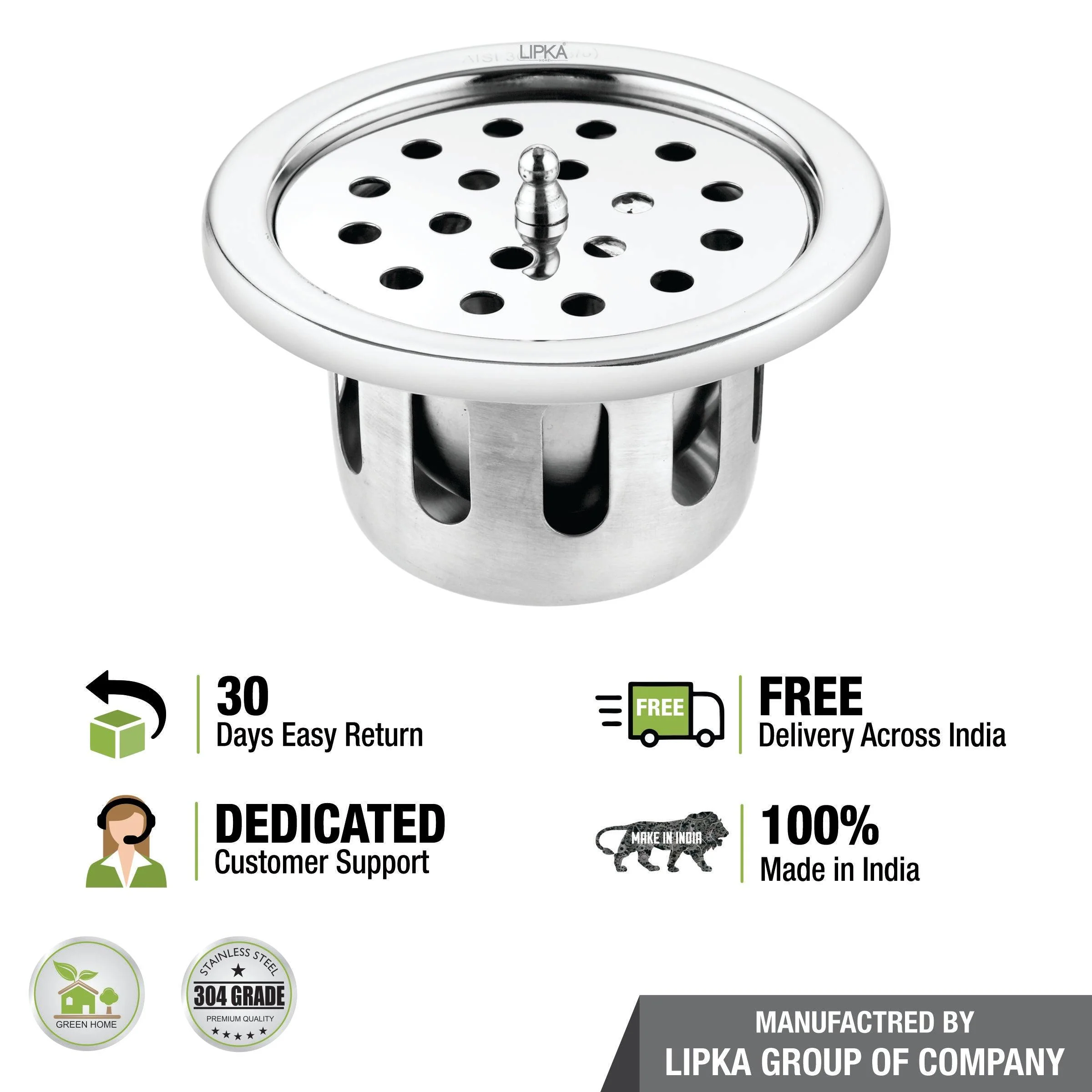 Round Floor Drain (4 inches) with Cockroach Trap & Lid - LIPKA - Image 4