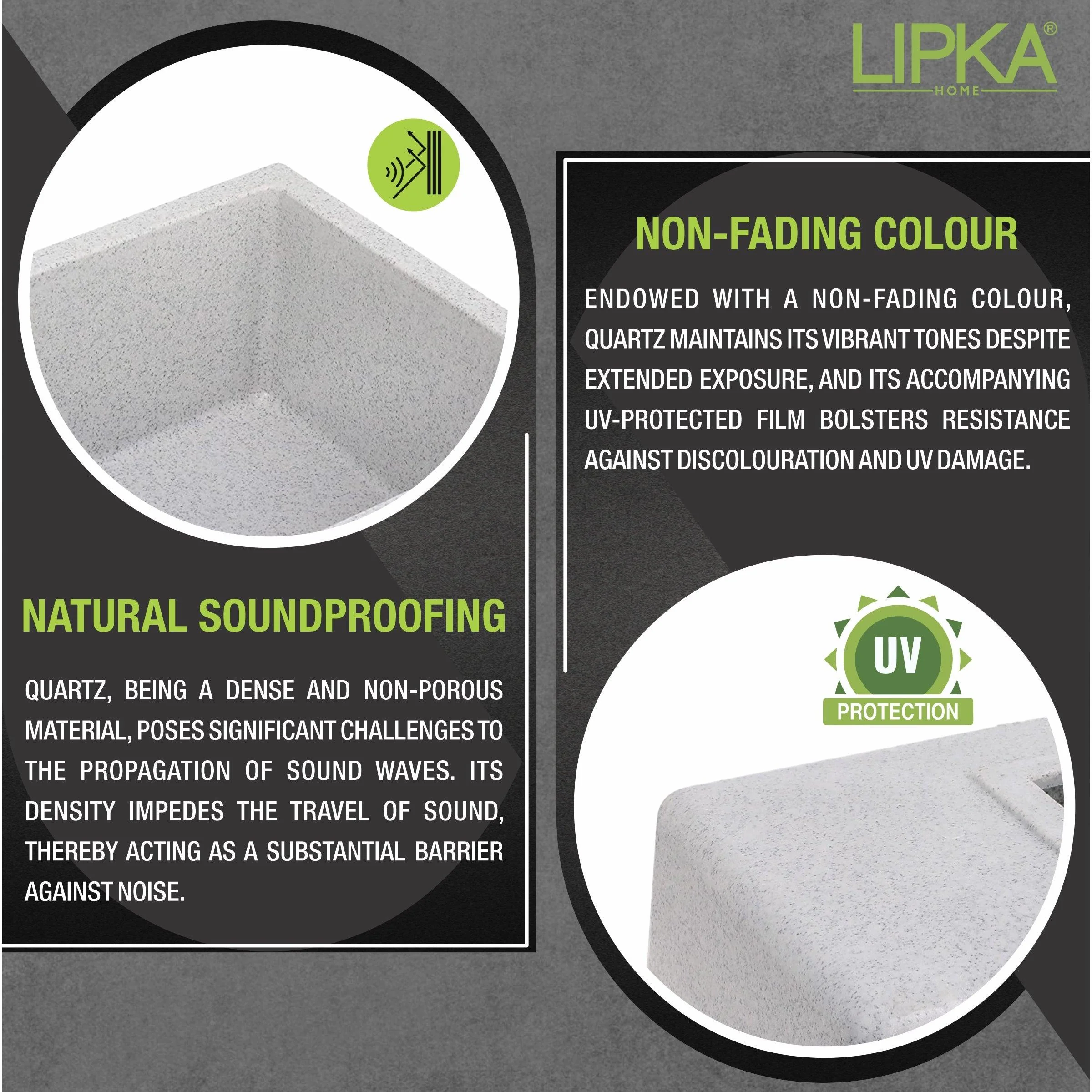 Sand Pluto Quartz Single Bowl Kitchen Sink (24 x 18 x 9 Inches) - LIPKA - Image 4