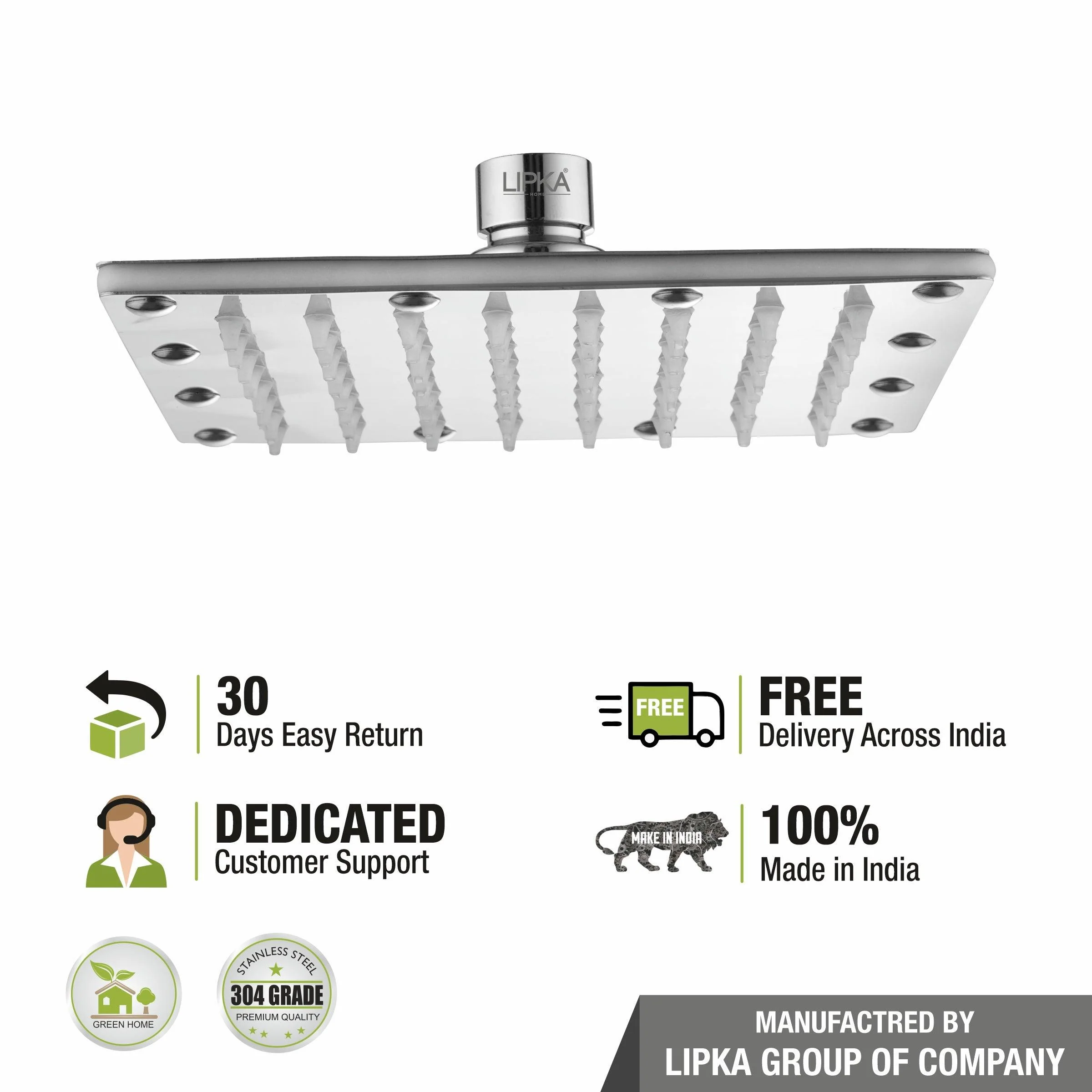 Sandwich 304-Grade Overhead Rain Shower (4 x 4 Inches) - LIPKA - Image 4