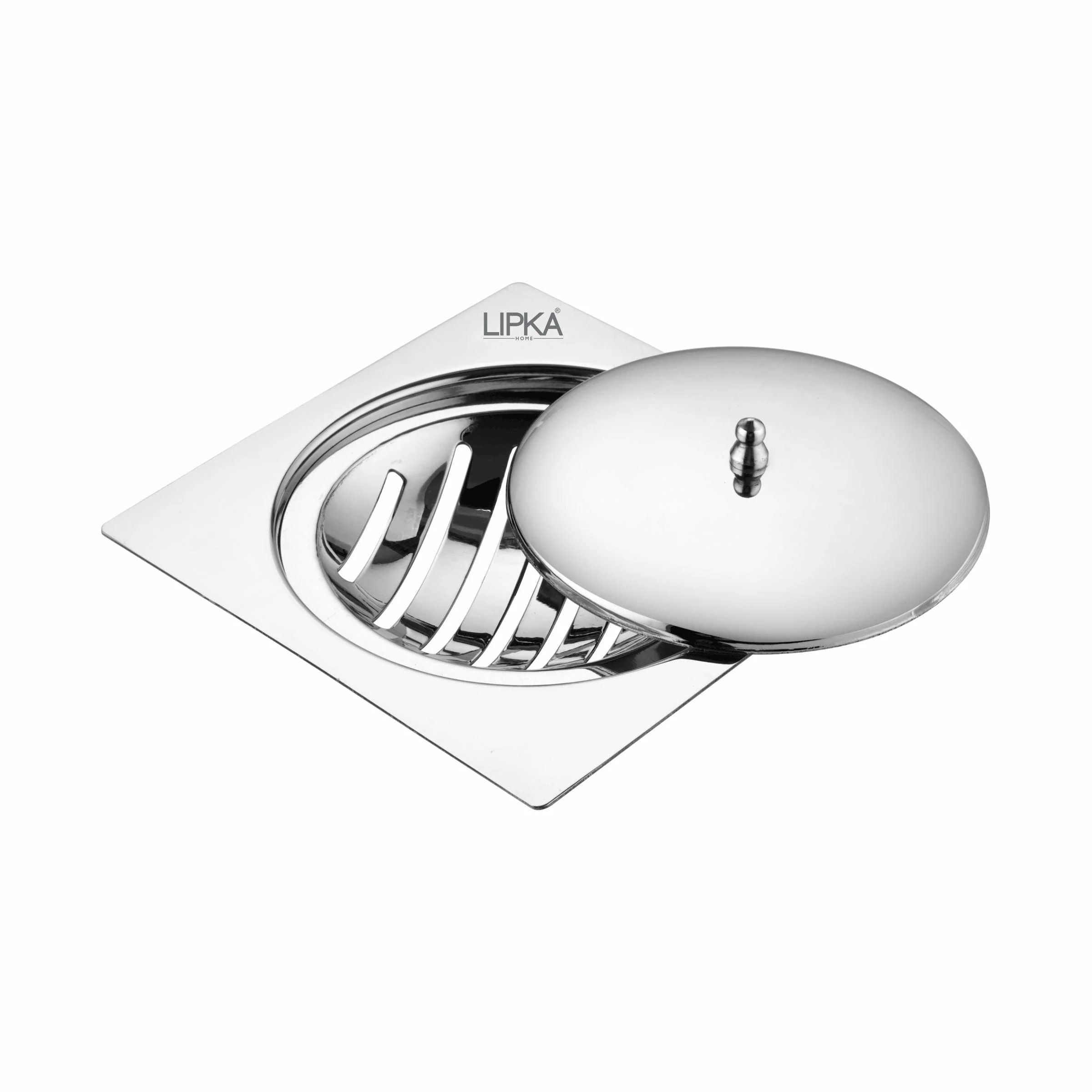 Saturn Square Flat Cut Floor Drain with Classic Jali (5 x 5 Inches) - LIPKA