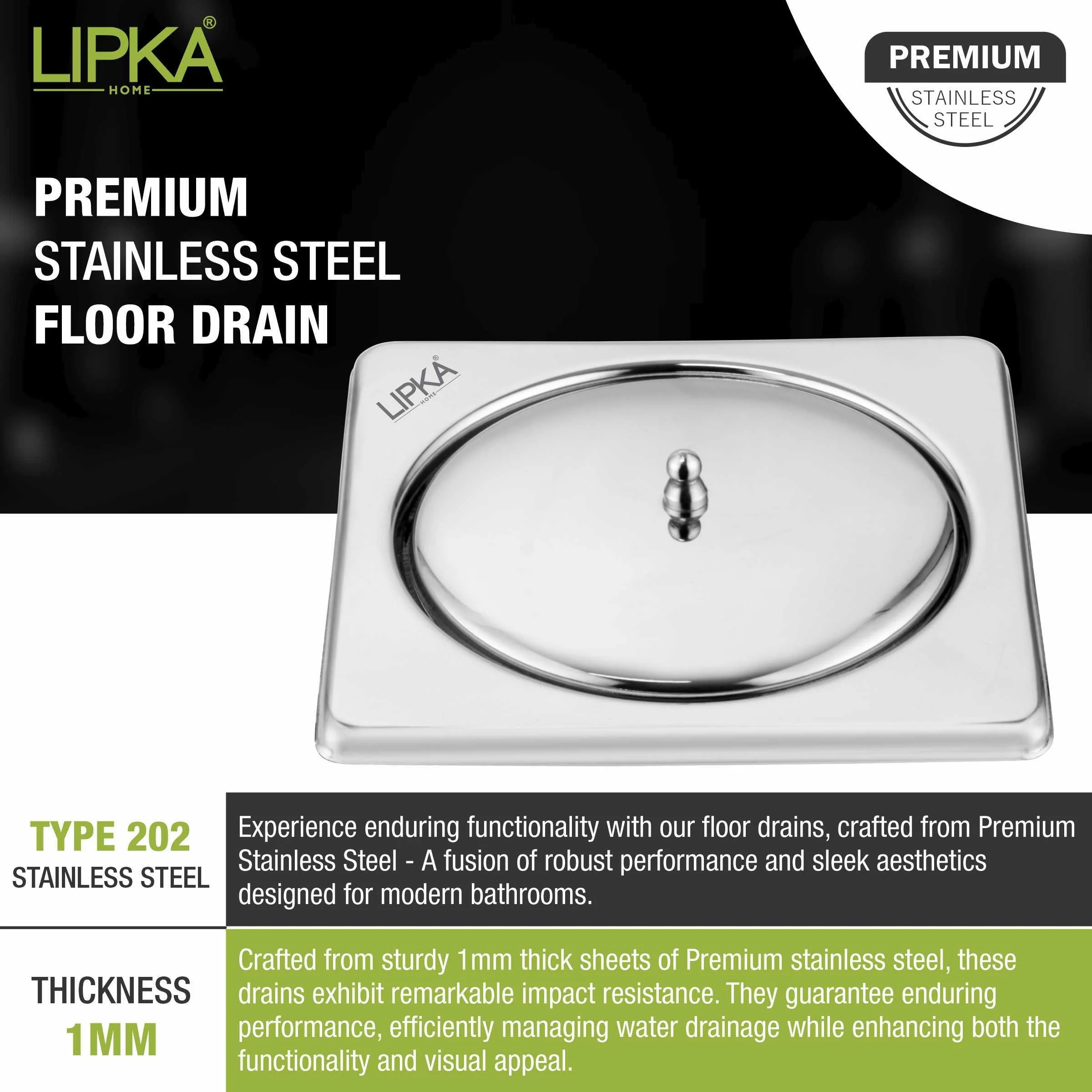 Saturn Square Floor Drain (5 x 5 Inches) - LIPKA - Image 4