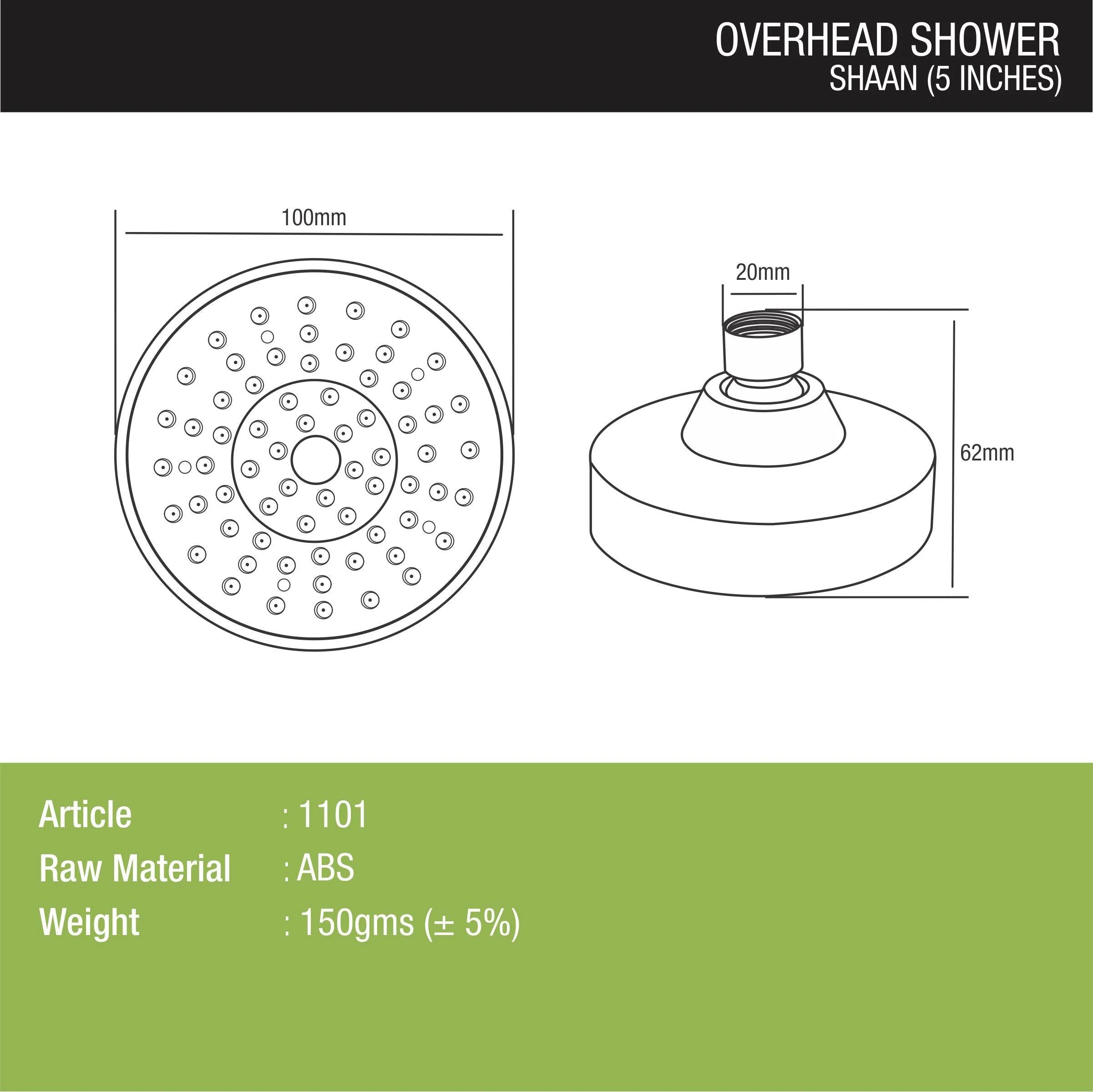 Shaan Overhead Shower (5 Inches) - LIPKA - Image 3