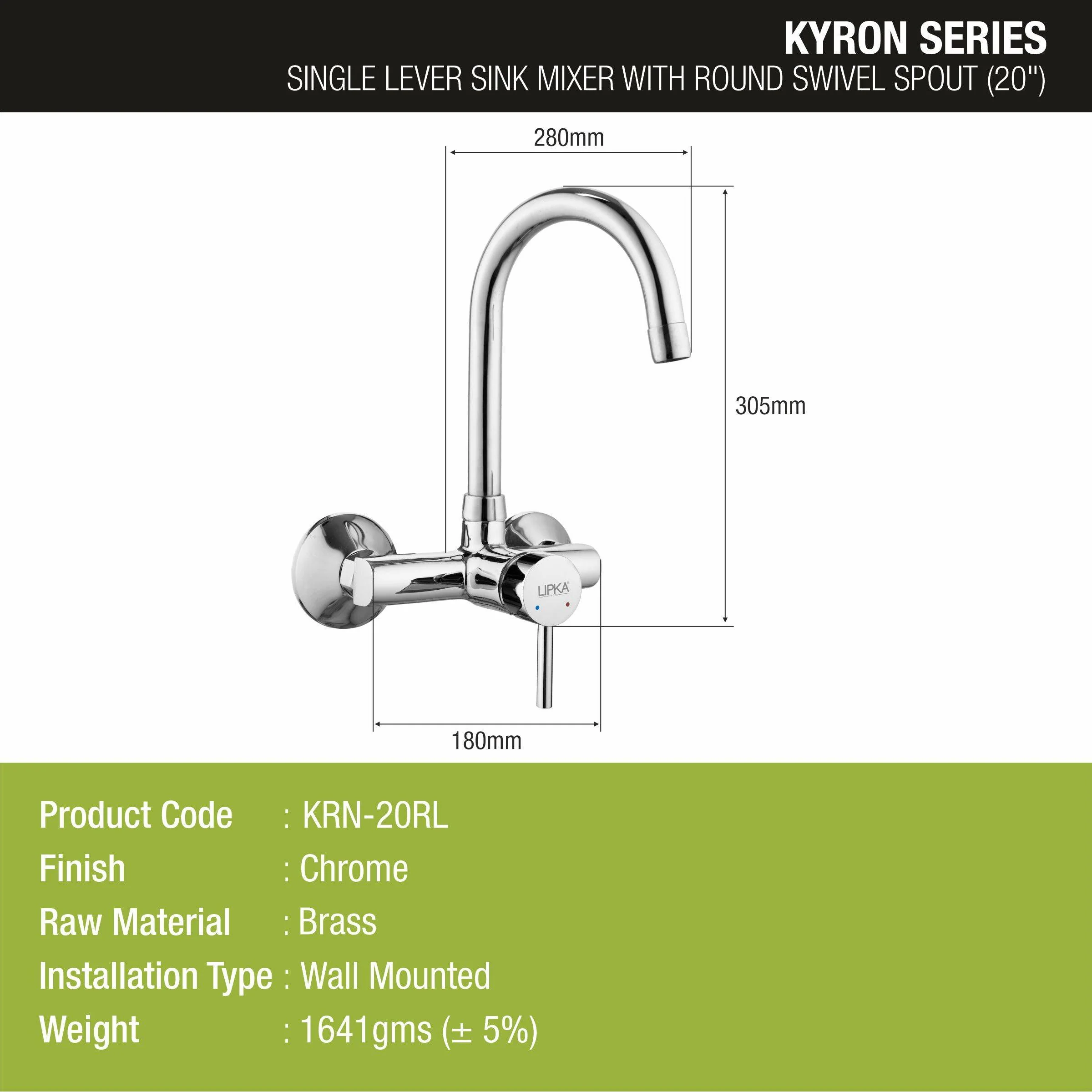 Kyron Single Lever Sink Mixer with Swivel Spout (20 Inches) - LIPKA - Image 2