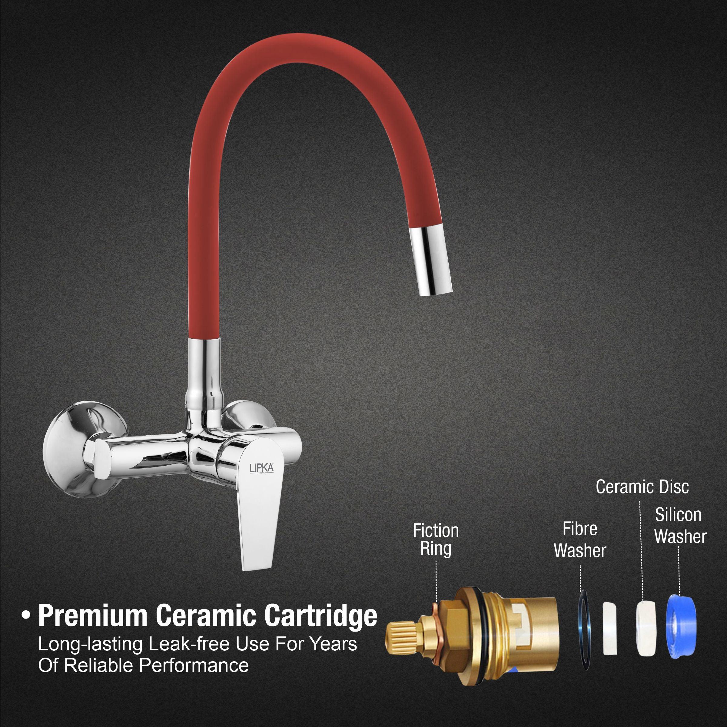 Victory Single Lever Sink Mixer with Red Flexible Silicone Spout (20 Inches) - LIPKA - Image 3