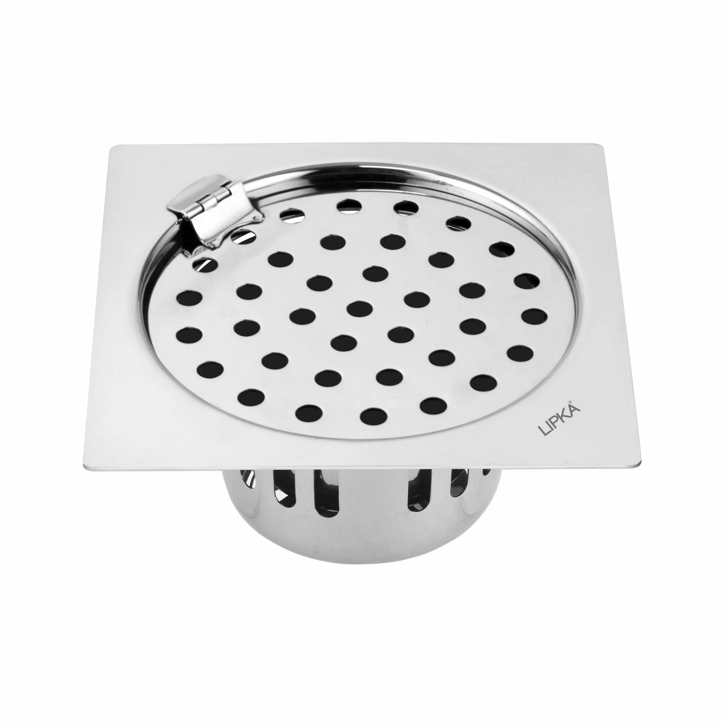 Square Flat Cut Floor Drain (6 x 6 Inches) with Hinge and Cockroach Trap - LIPKA