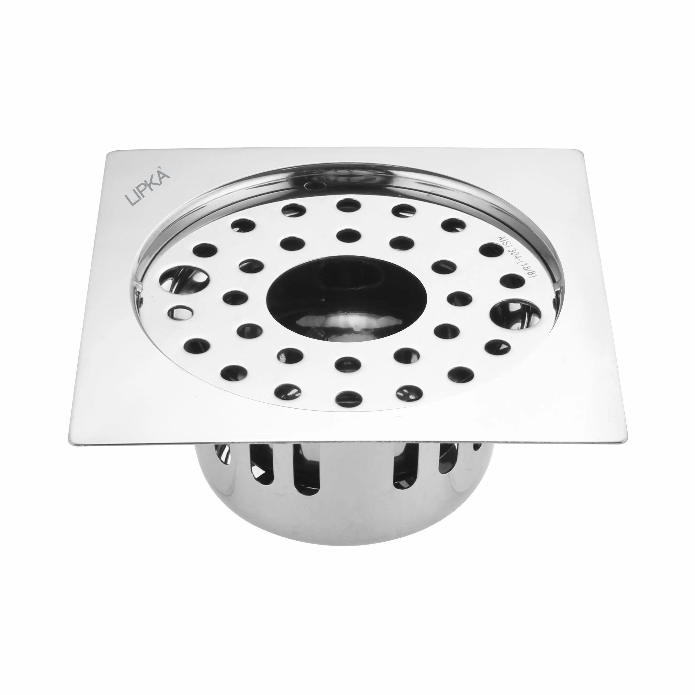 Square Flat Cut Floor Drain (6 x 6 Inches) with Lock, Hole and Cockroach Trap - LIPKA