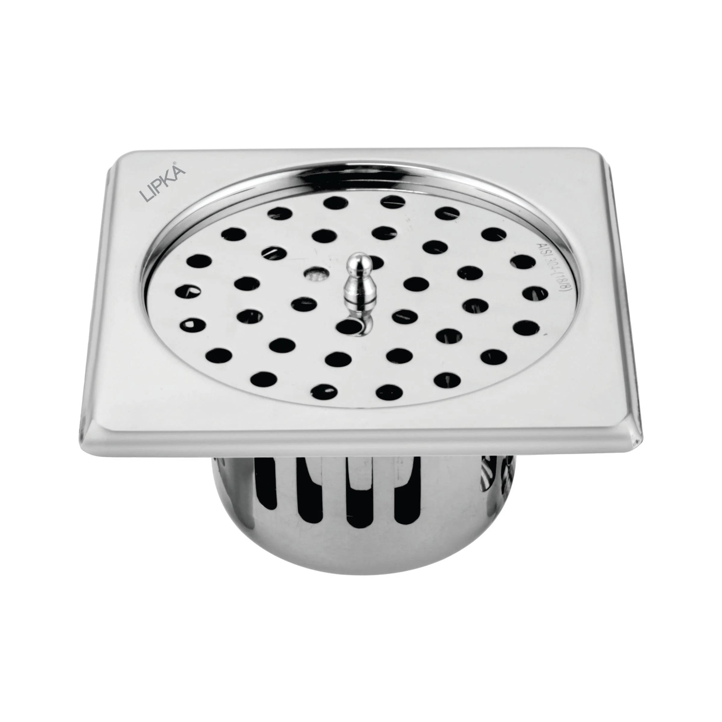 Square Floor Drain (5 x 5 Inches) with Lid and Cockroach Trap - LIPKA