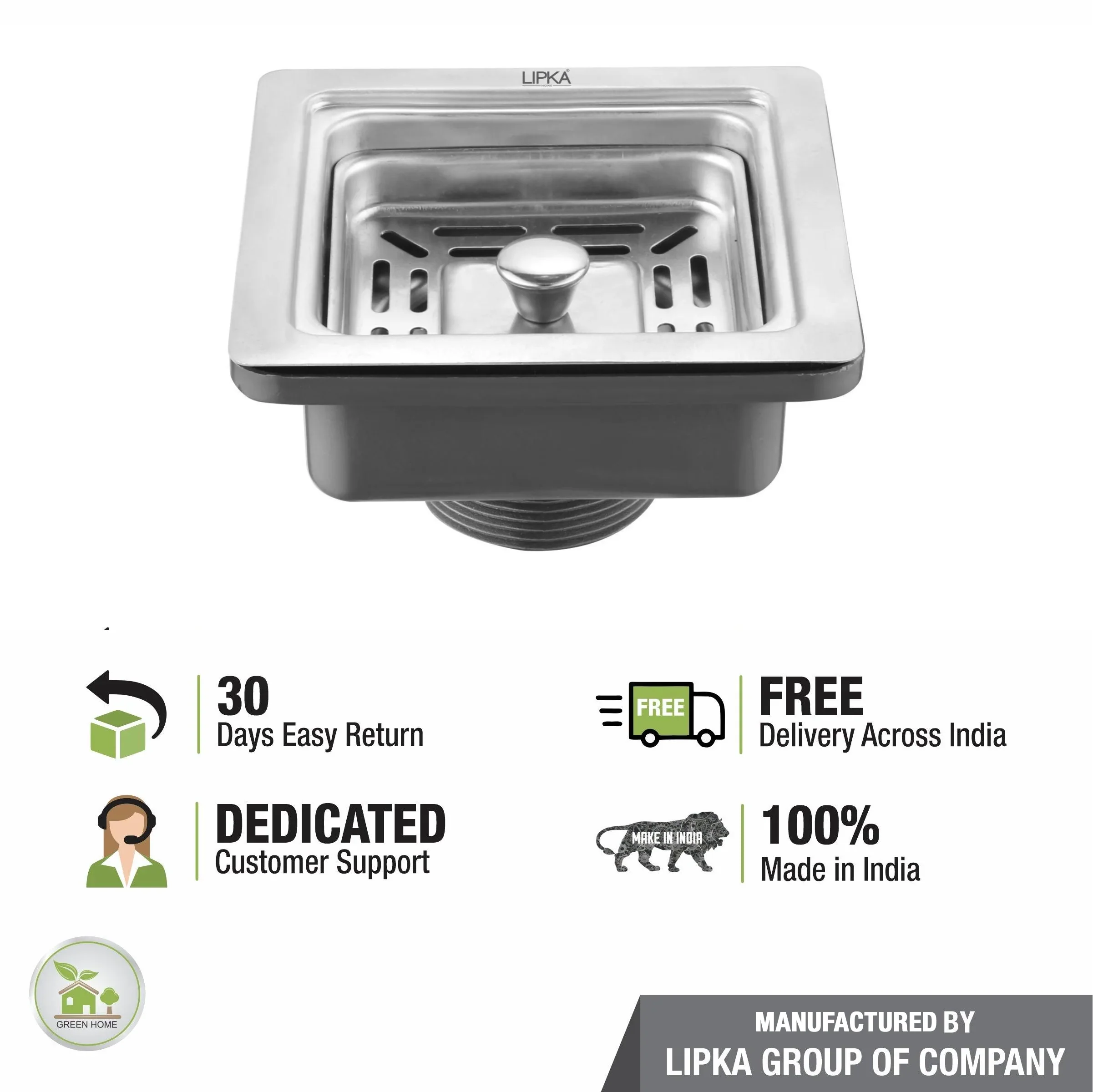 Square Kitchen Sink Coupling (4½ Inches) - LIPKA - Image 4