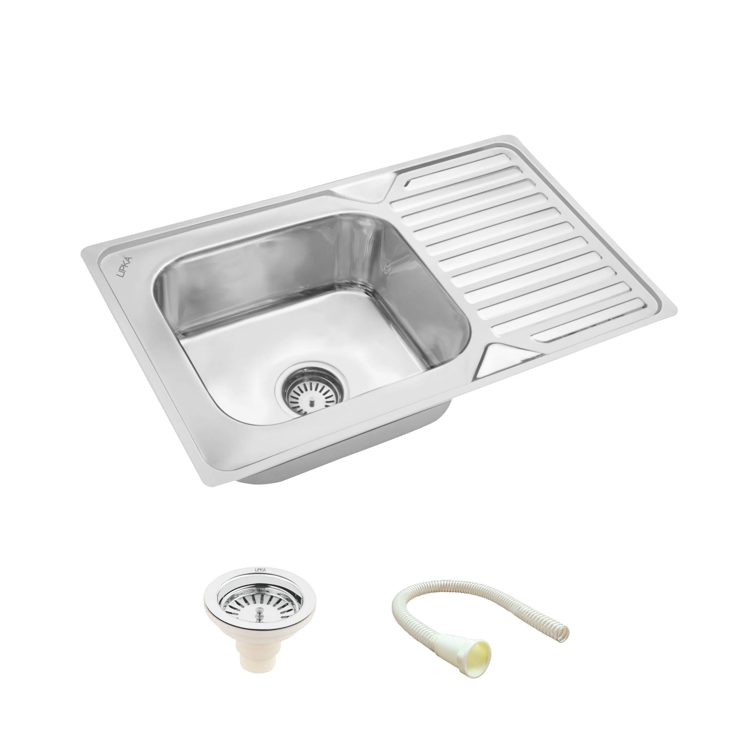 Square Single Bowl Kitchen Sink with Drainboard (32 x 20 x 8 Inches) - LIPKA - Image 2