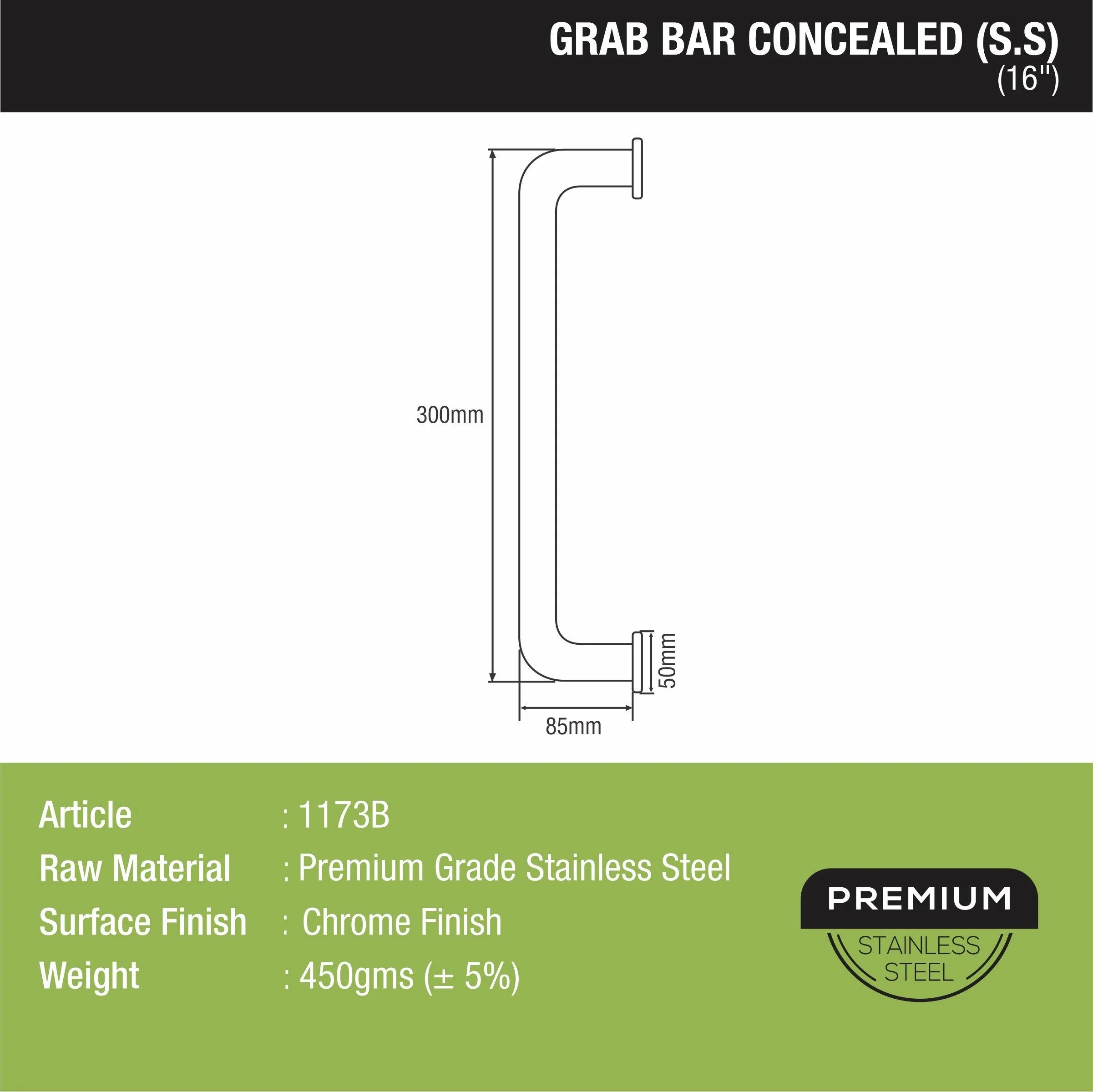Stainless Steel Grab Bar (16 Inches) - LIPKA - Image 3