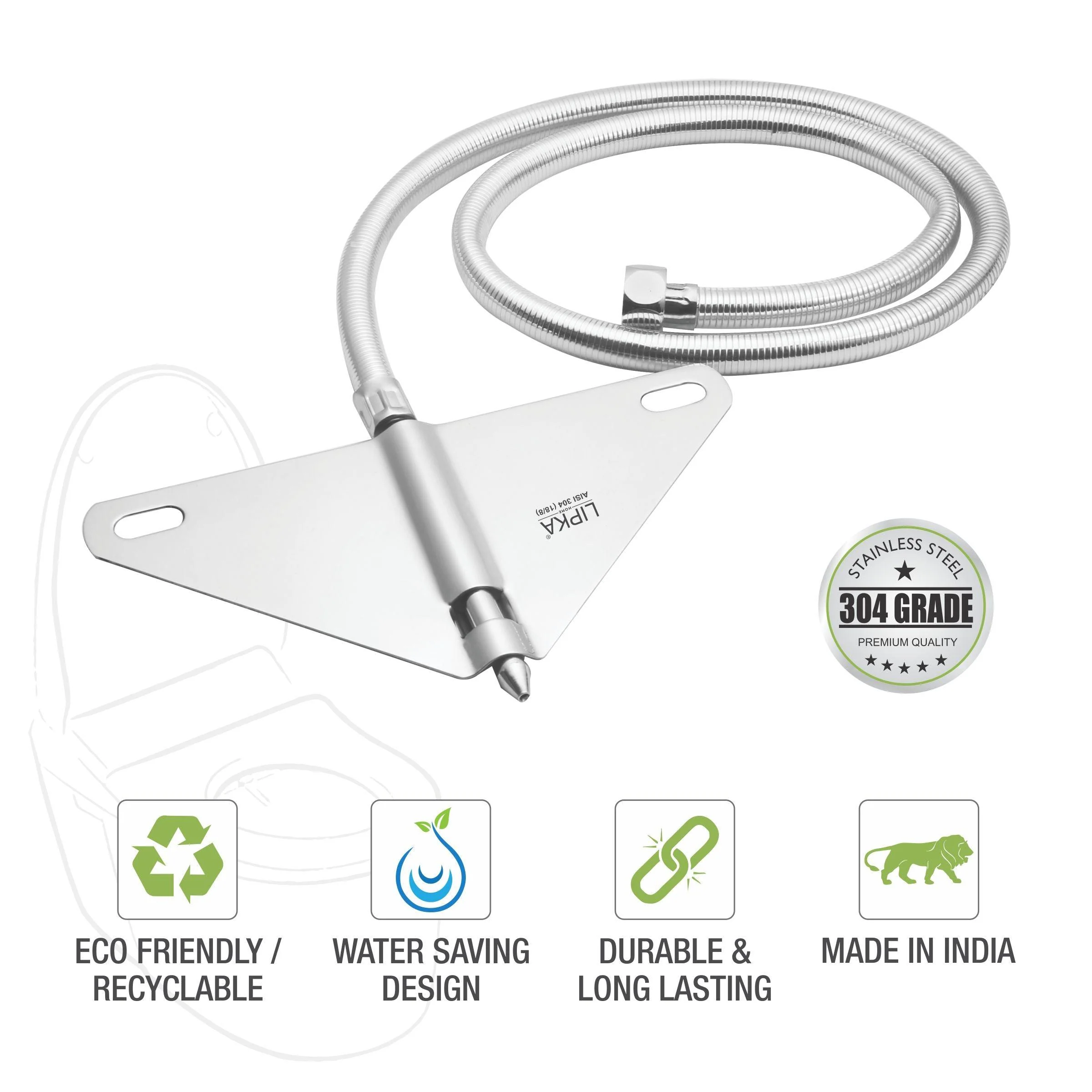 Straight Jet Spray with 304-Grade SS Holder & 1.5 Meter Hose - LIPKA - Image 3