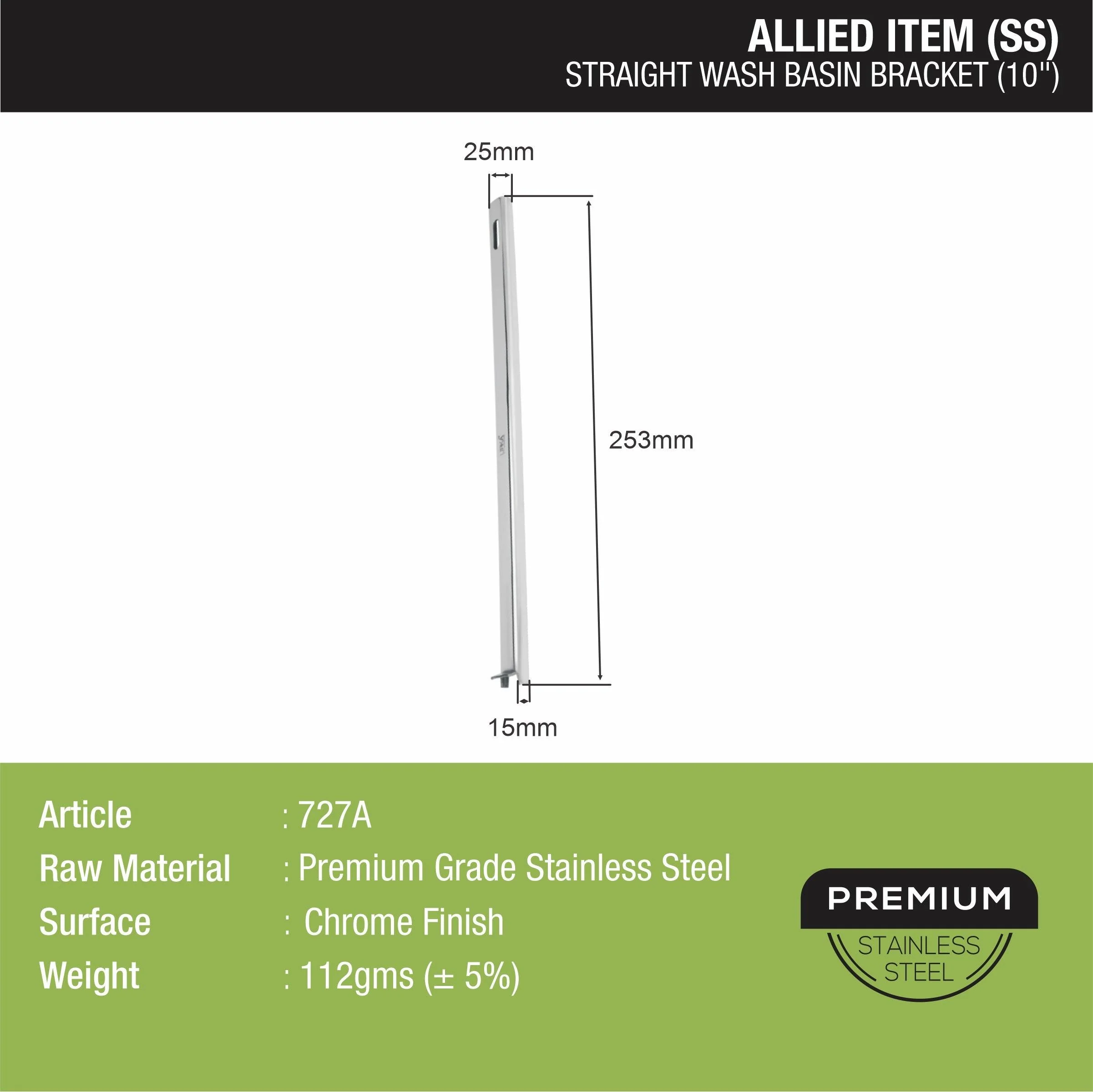 Straight Washbasin Bracket (10 Inches) - LIPKA - Image 2