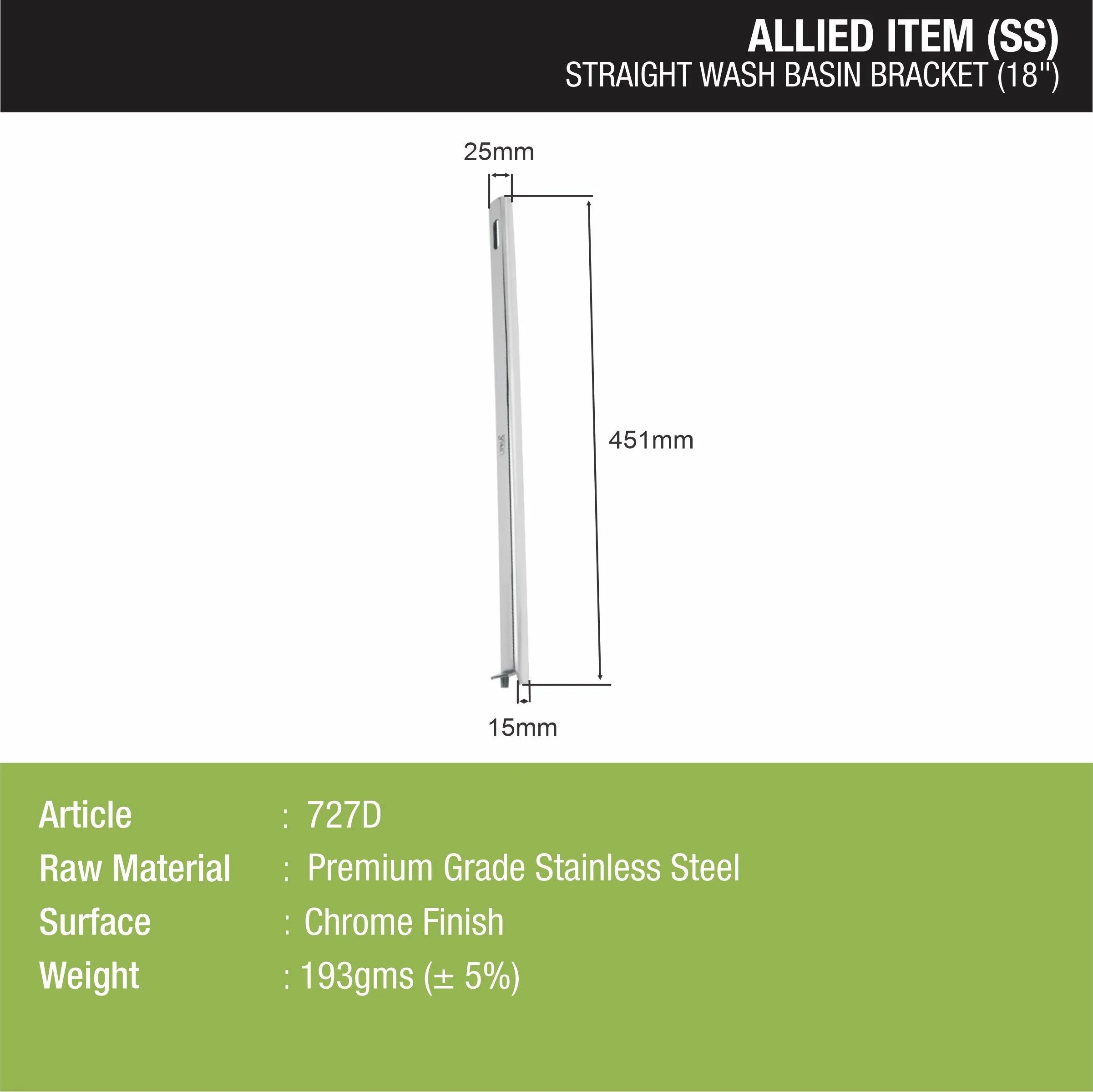 Straight Washbasin Bracket (18 Inches) - LIPKA - Image 2