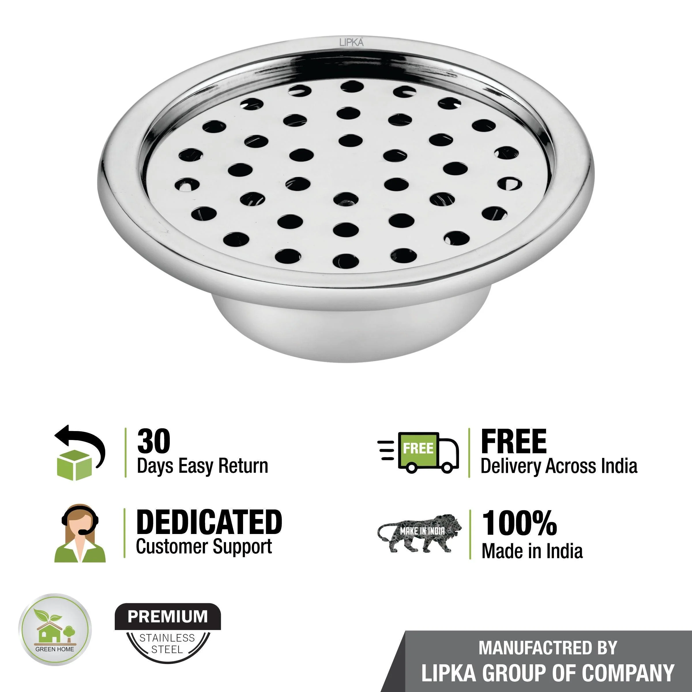 Super Sleek Round Floor Drain (5 inches) with Cockroach Trap - LIPKA - Image 4