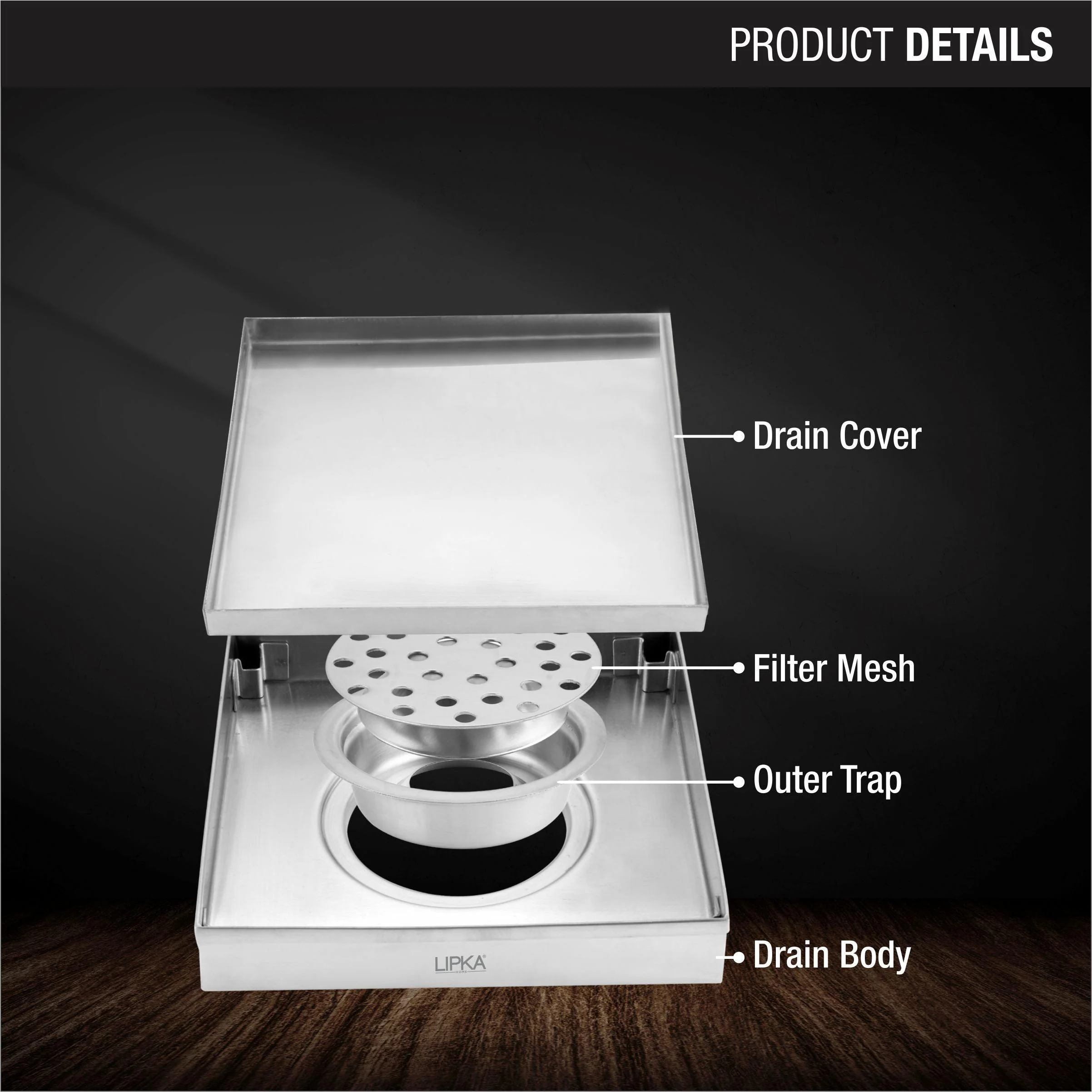 Tile Insert Floor Drain (12 x 12 Inches) - LIPKA - Image 3