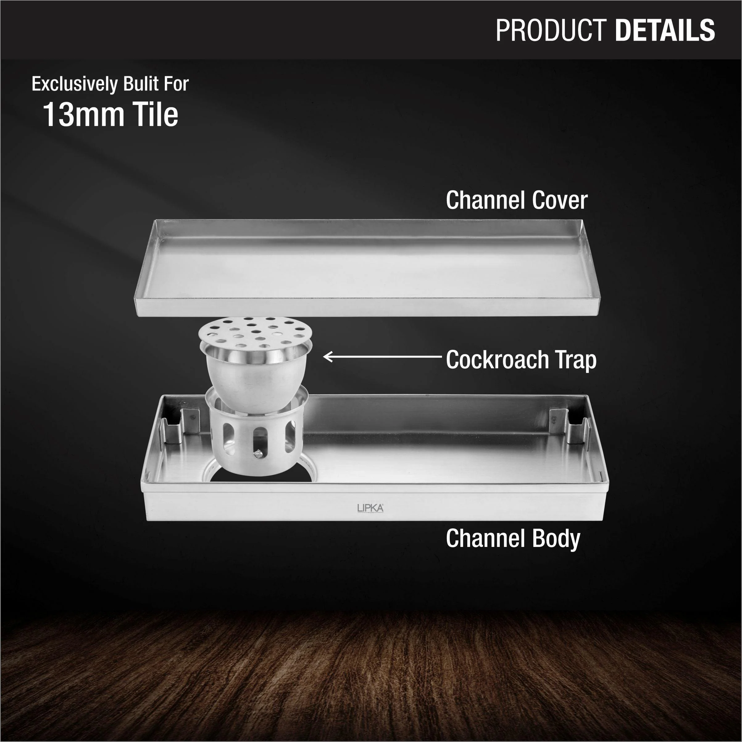 Tile Insert Shower Drain Channel (18 x 5 Inches) - LIPKA - Image 3