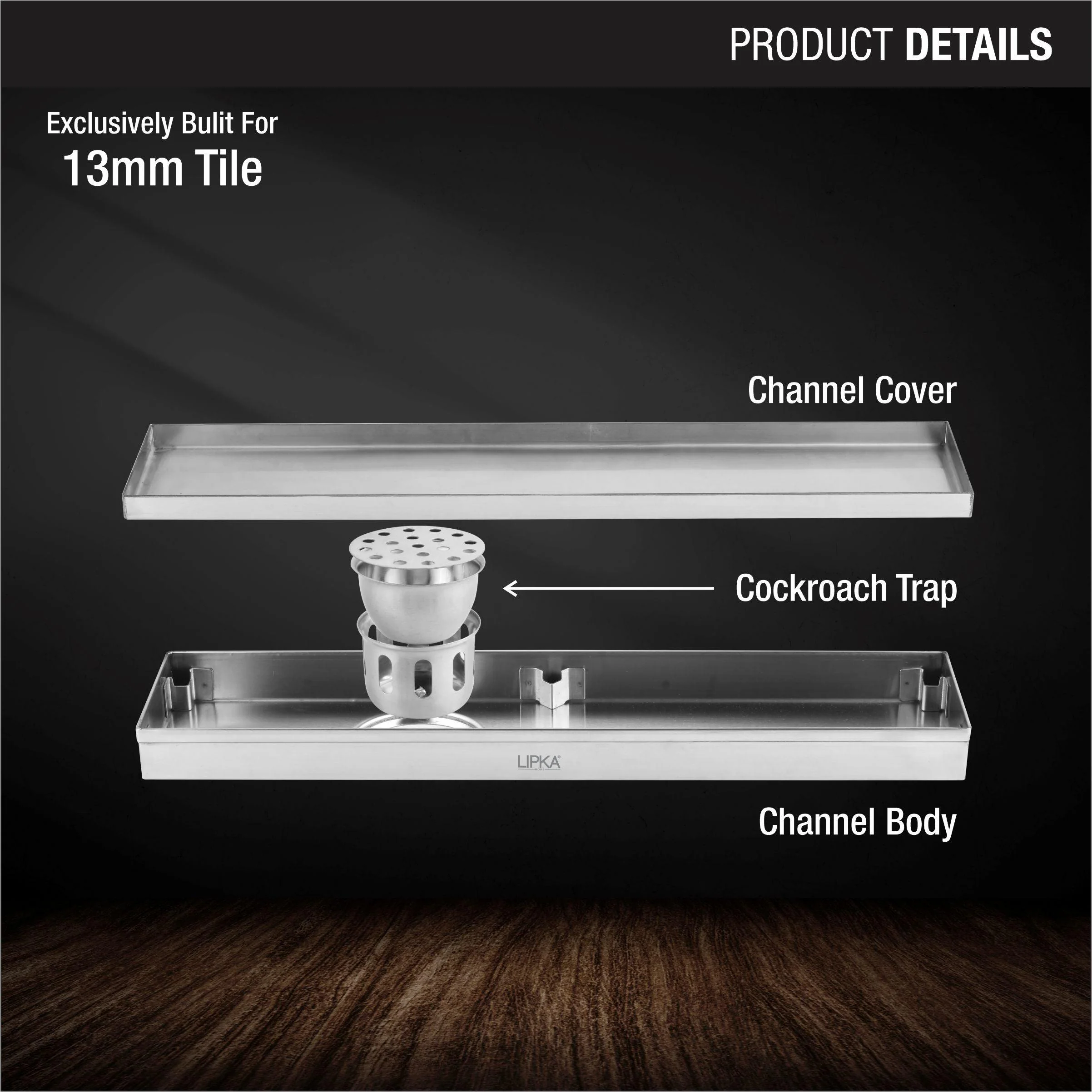 Tile Insert Shower Drain Channel (32 x 5 Inches) - LIPKA - Image 3