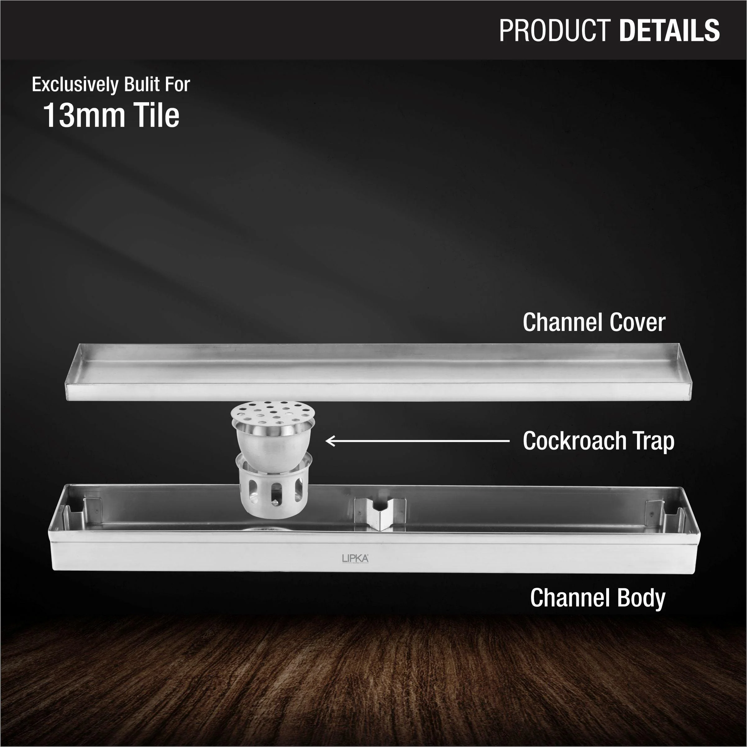 Tile Insert Shower Drain Channel (36 x 3 Inches) - LIPKA - Image 3