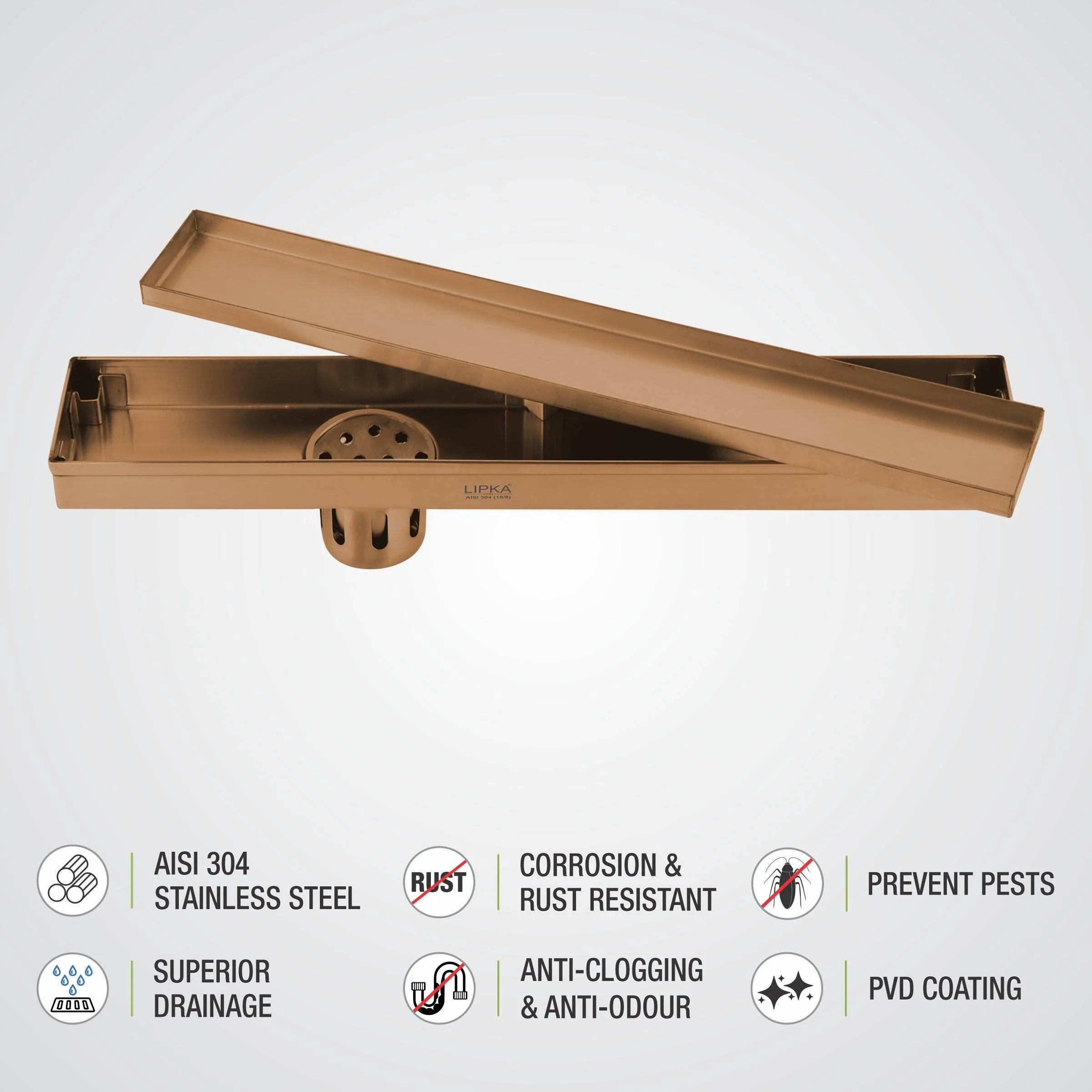 Tile Insert Shower Drain Channel - Antique Copper (32 x 3 Inches) - LIPKA - Image 5