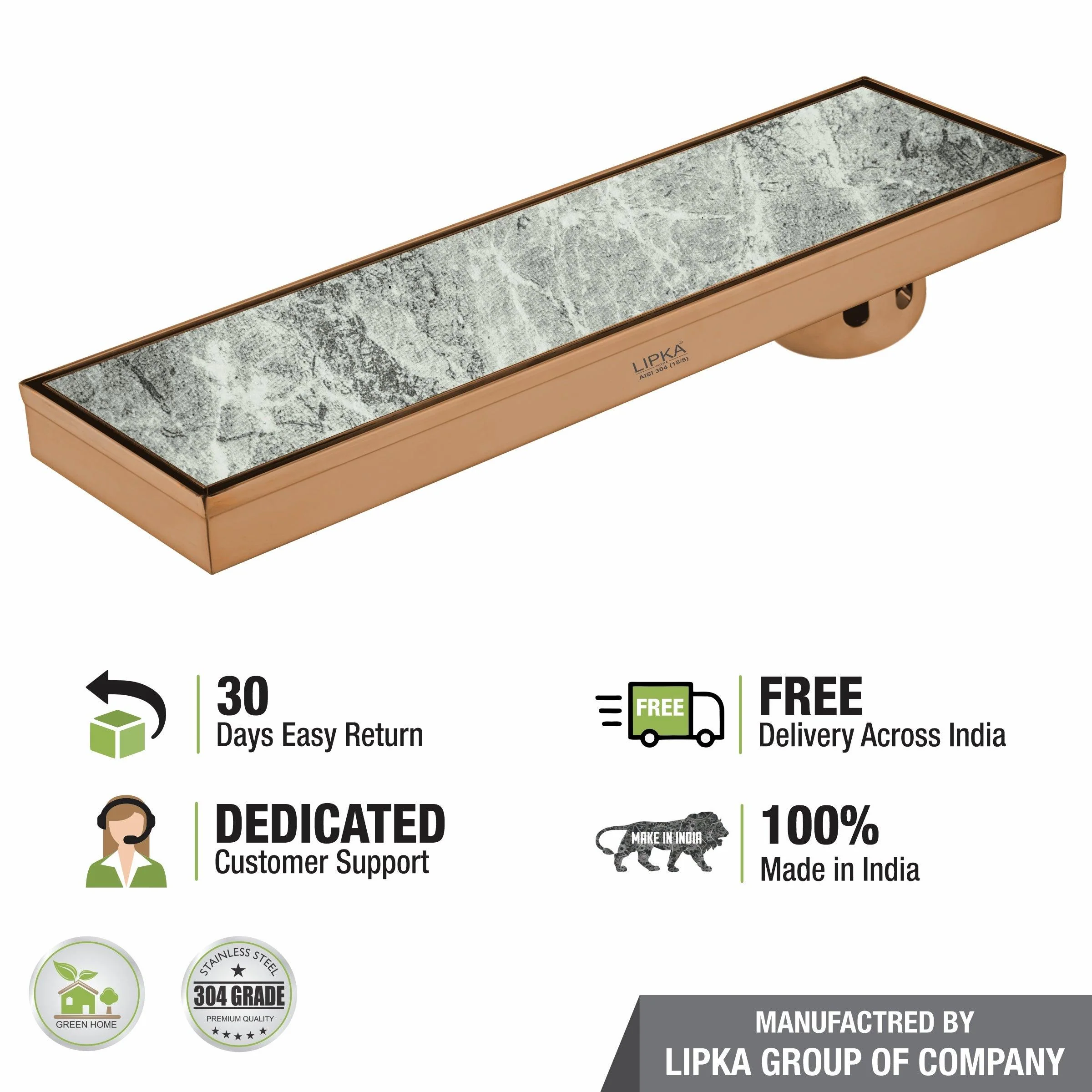 Tile Insert Shower Drain Channel - Antique Copper (32 x 5 Inches) - LIPKA - Image 4